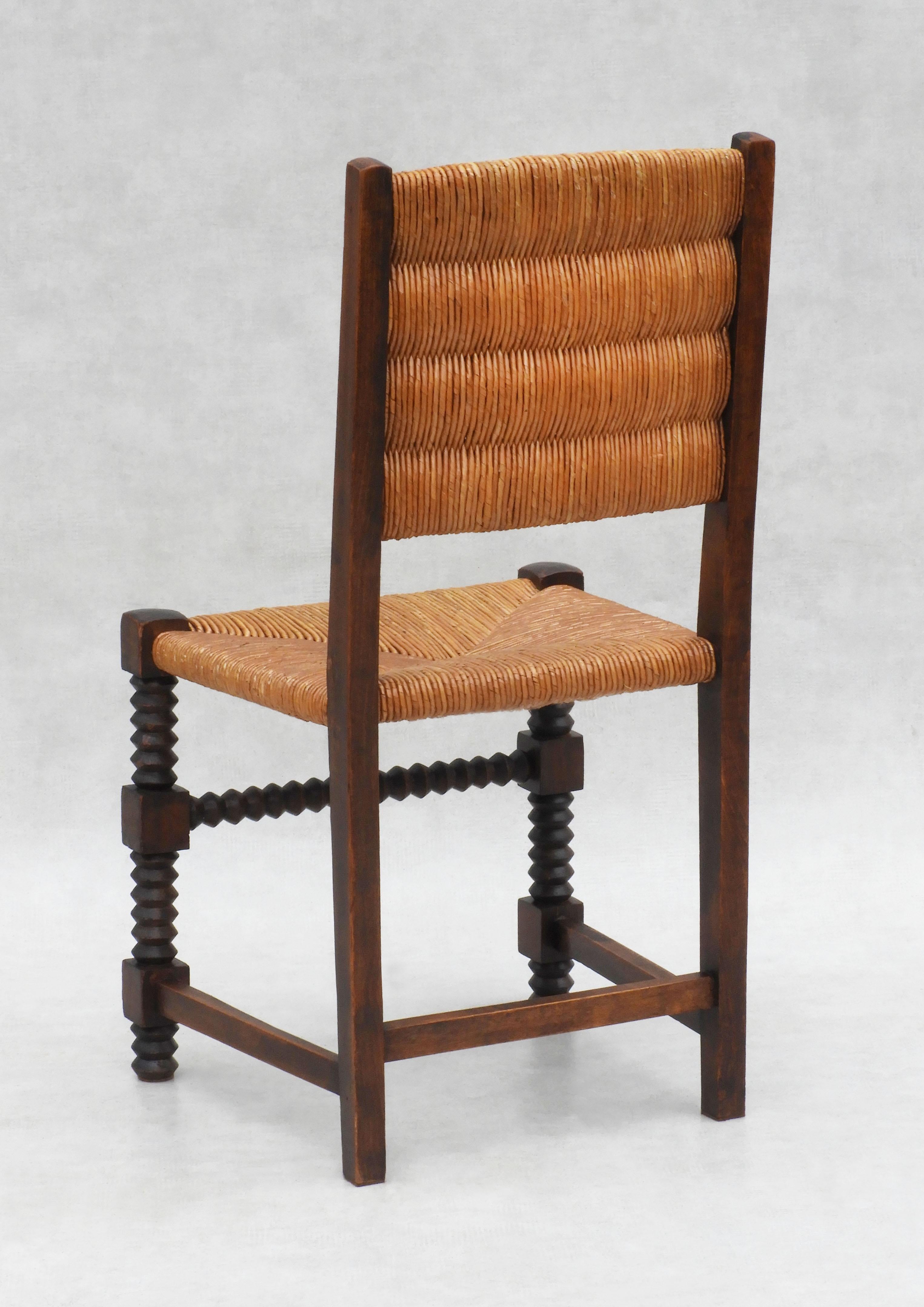 Carved Charles Dudouyt Style Dining Chairs, C1950