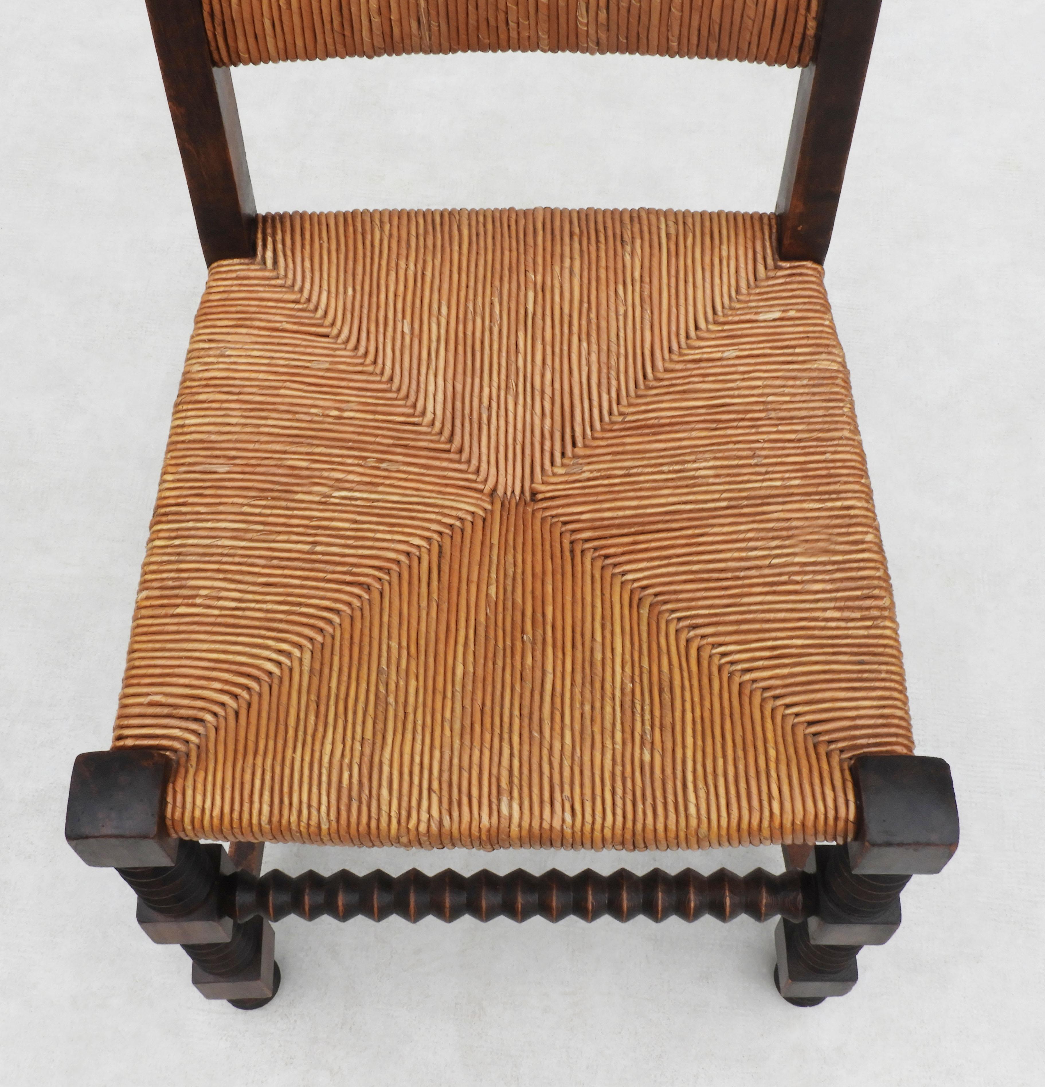 Rush Charles Dudouyt Style Dining Chairs, C1950