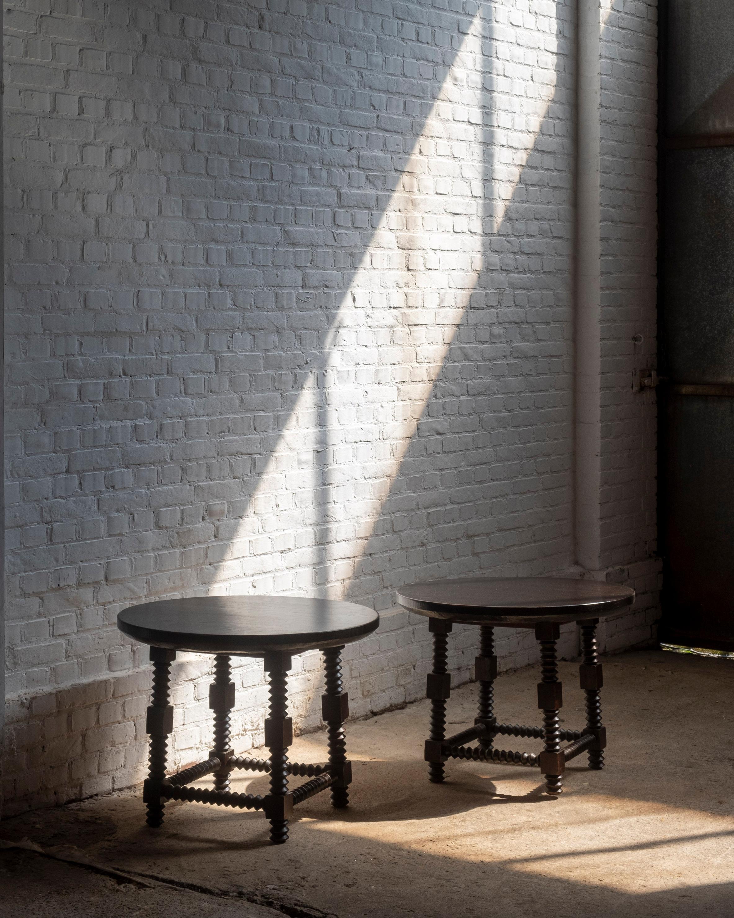 French Charles Dudouyt Style Side Tables, Mid-20th Century, France
