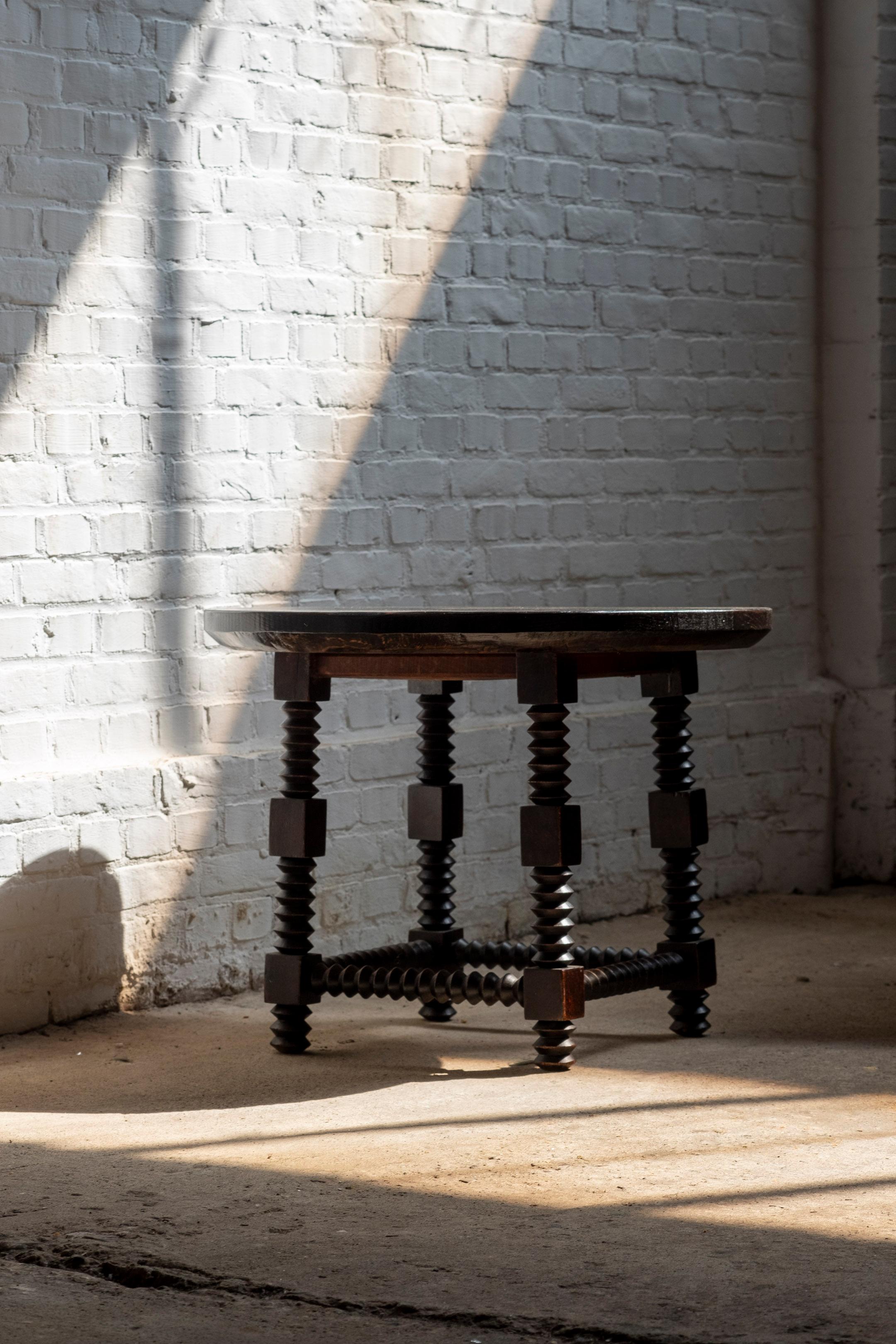 Turned Charles Dudouyt Style Side Tables, Mid-20th Century, France