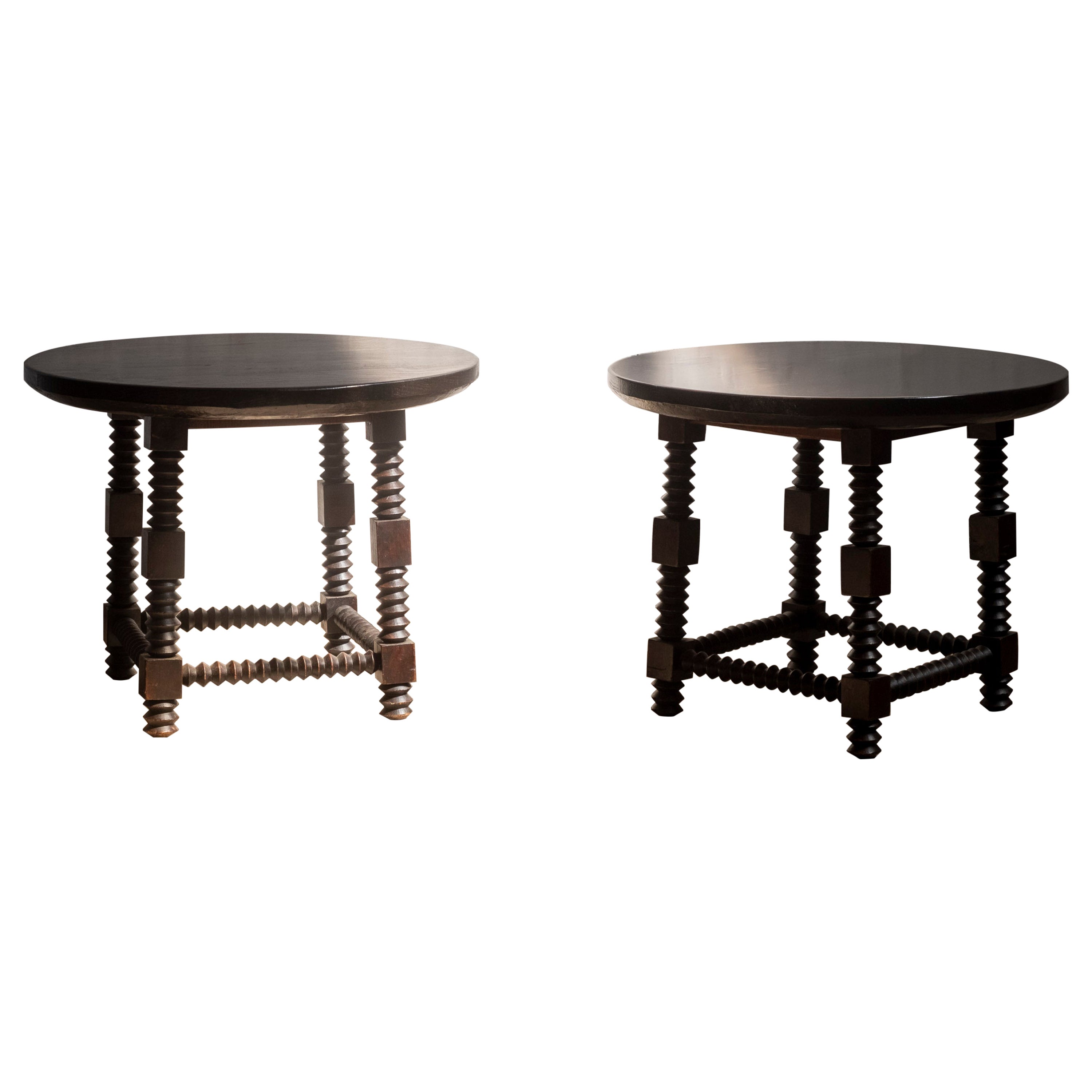 Charles Dudouyt Style Side Tables, Mid-20th Century, France