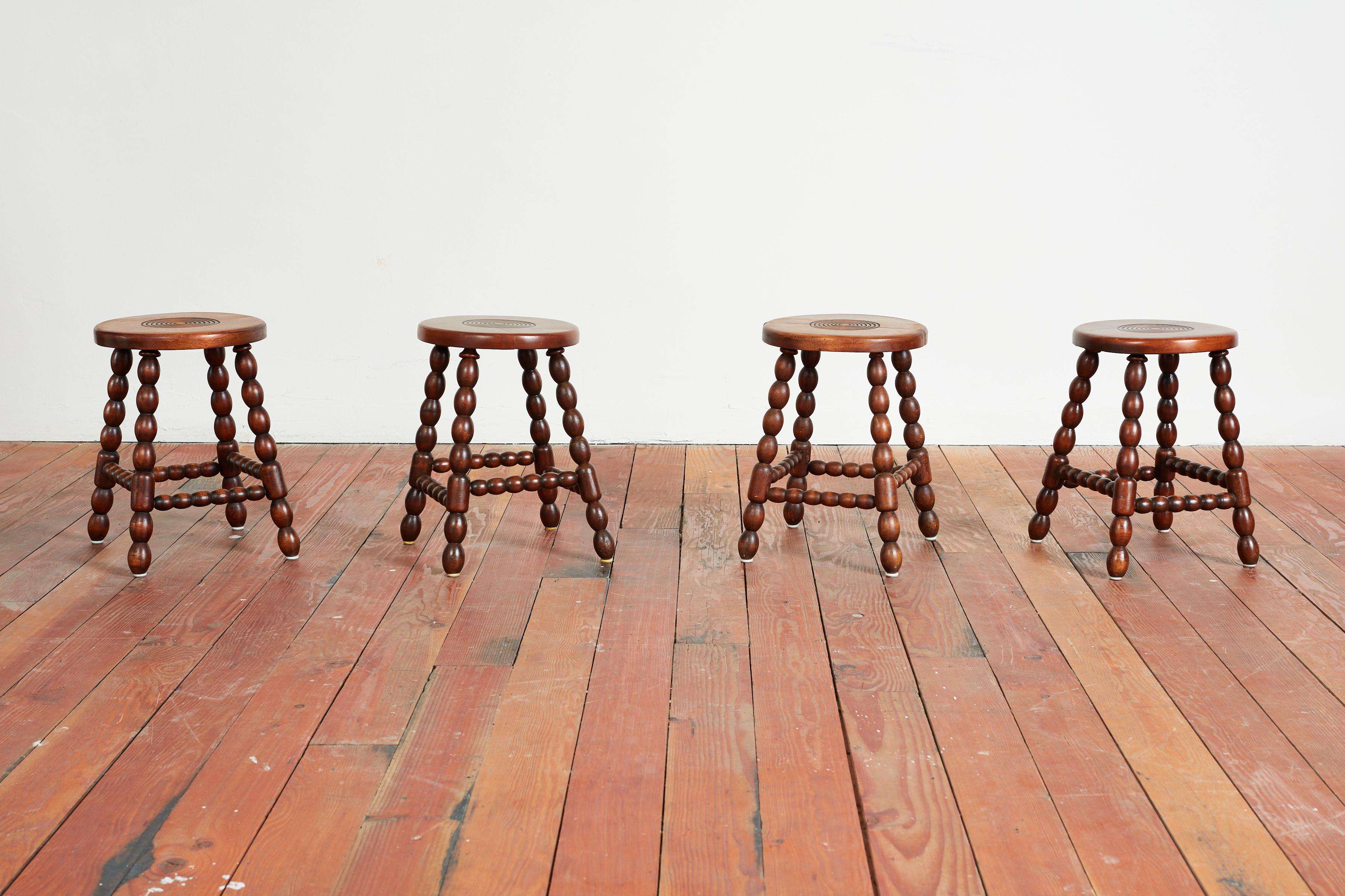 French Charles Dudouyt Style Stools For Sale