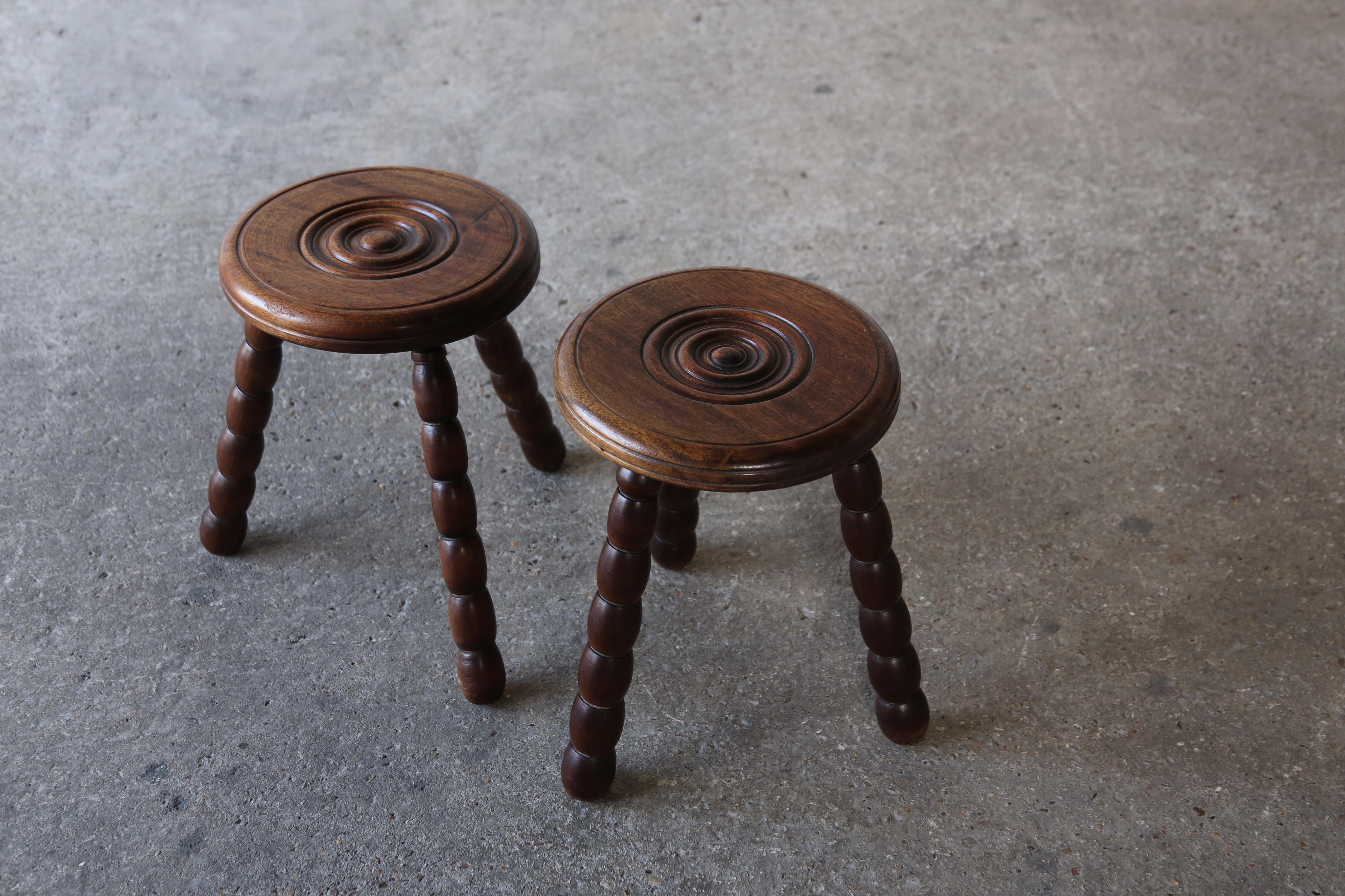 French Charles Dudouyt Style Stools, France, 1950s For Sale