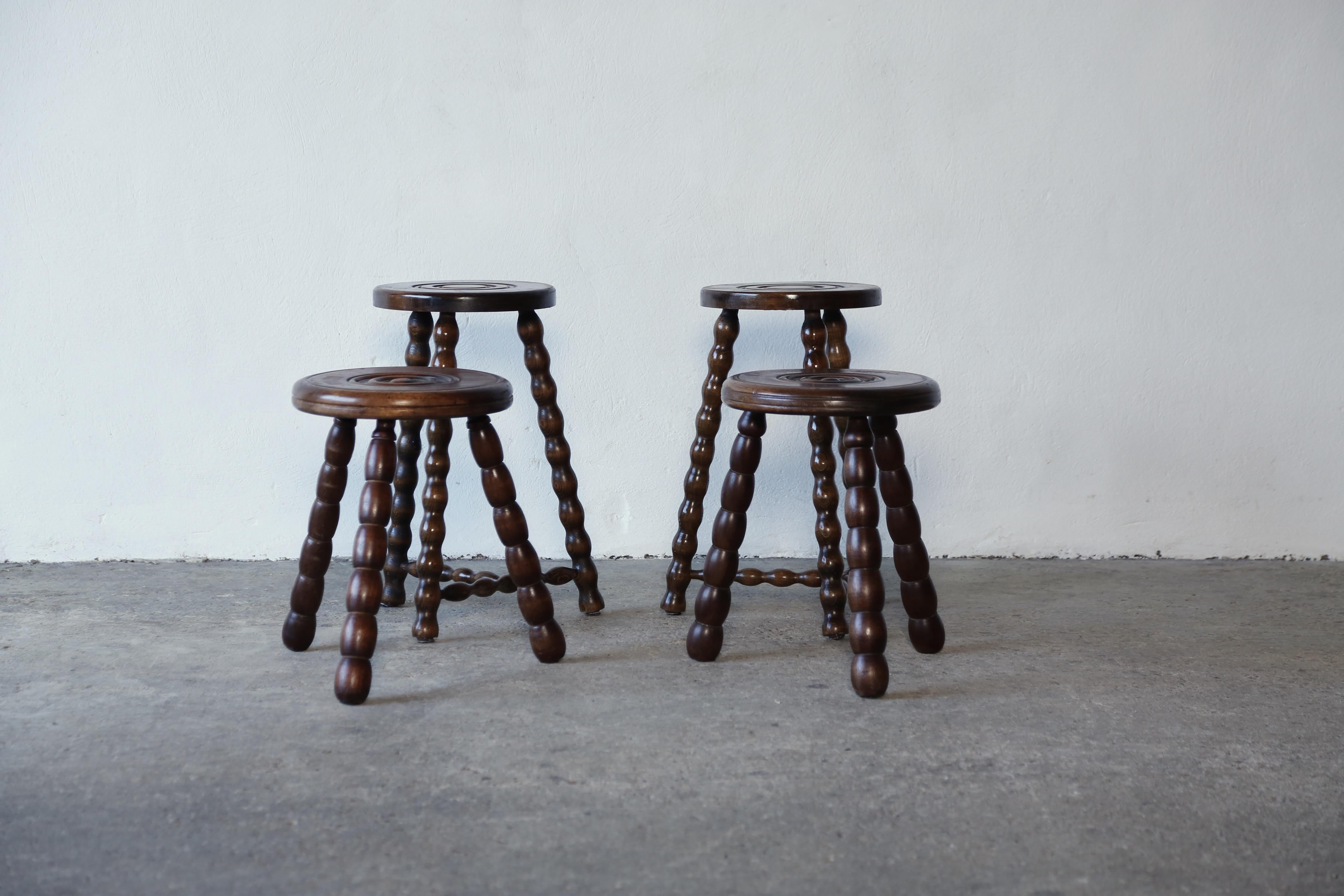 Charles Dudouyt Style Stools, France, 1950s In Good Condition For Sale In London, GB