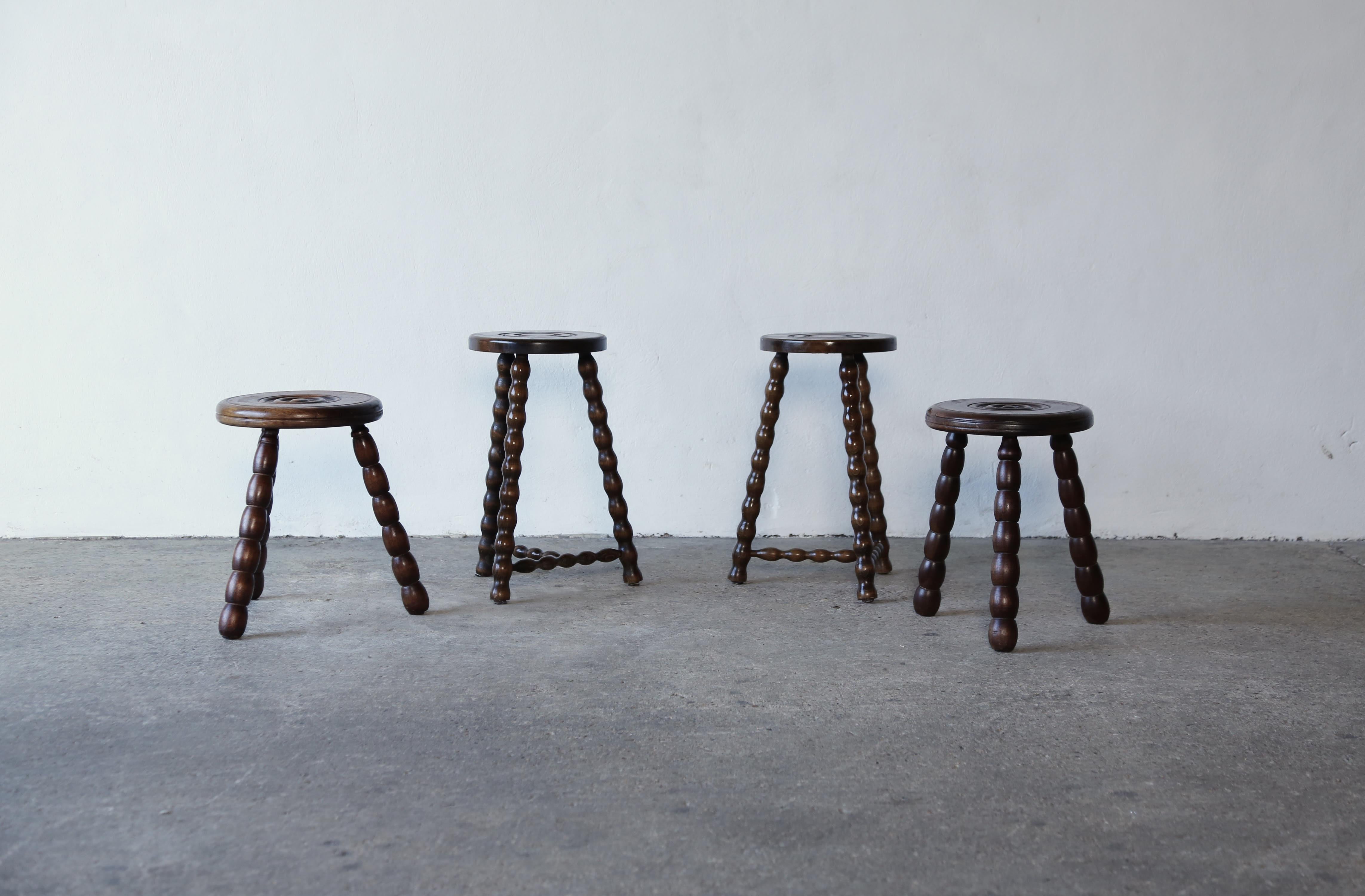 20th Century Charles Dudouyt Style Stools, France, 1950s For Sale