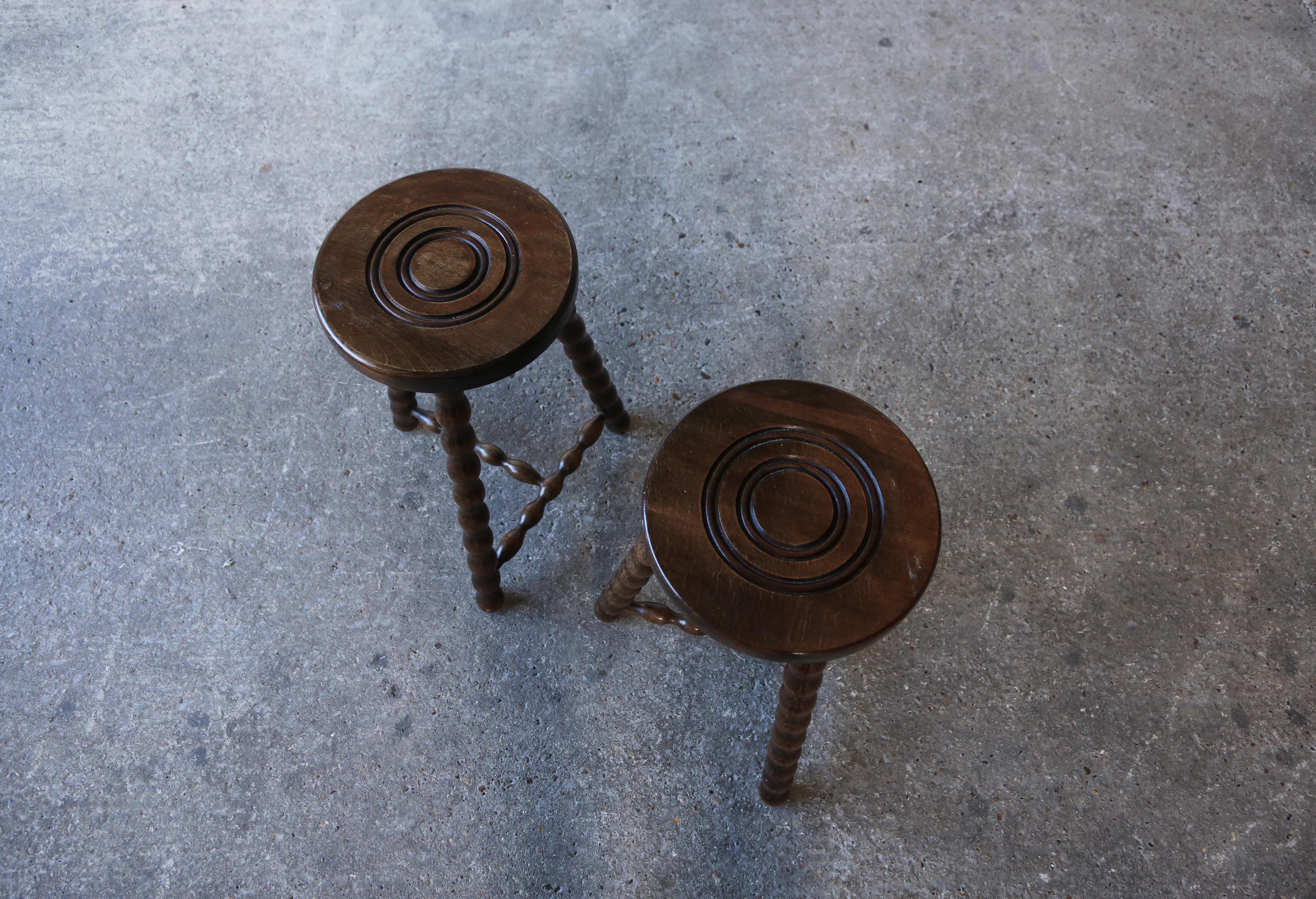 Charles Dudouyt Style Stools, France, 1950s For Sale 1