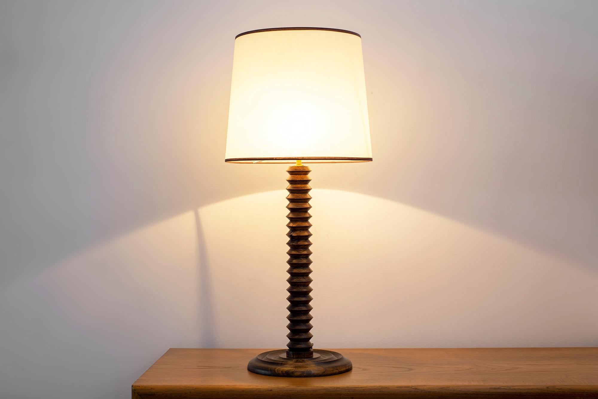 Oak Charles Dudouyt Table Lamp