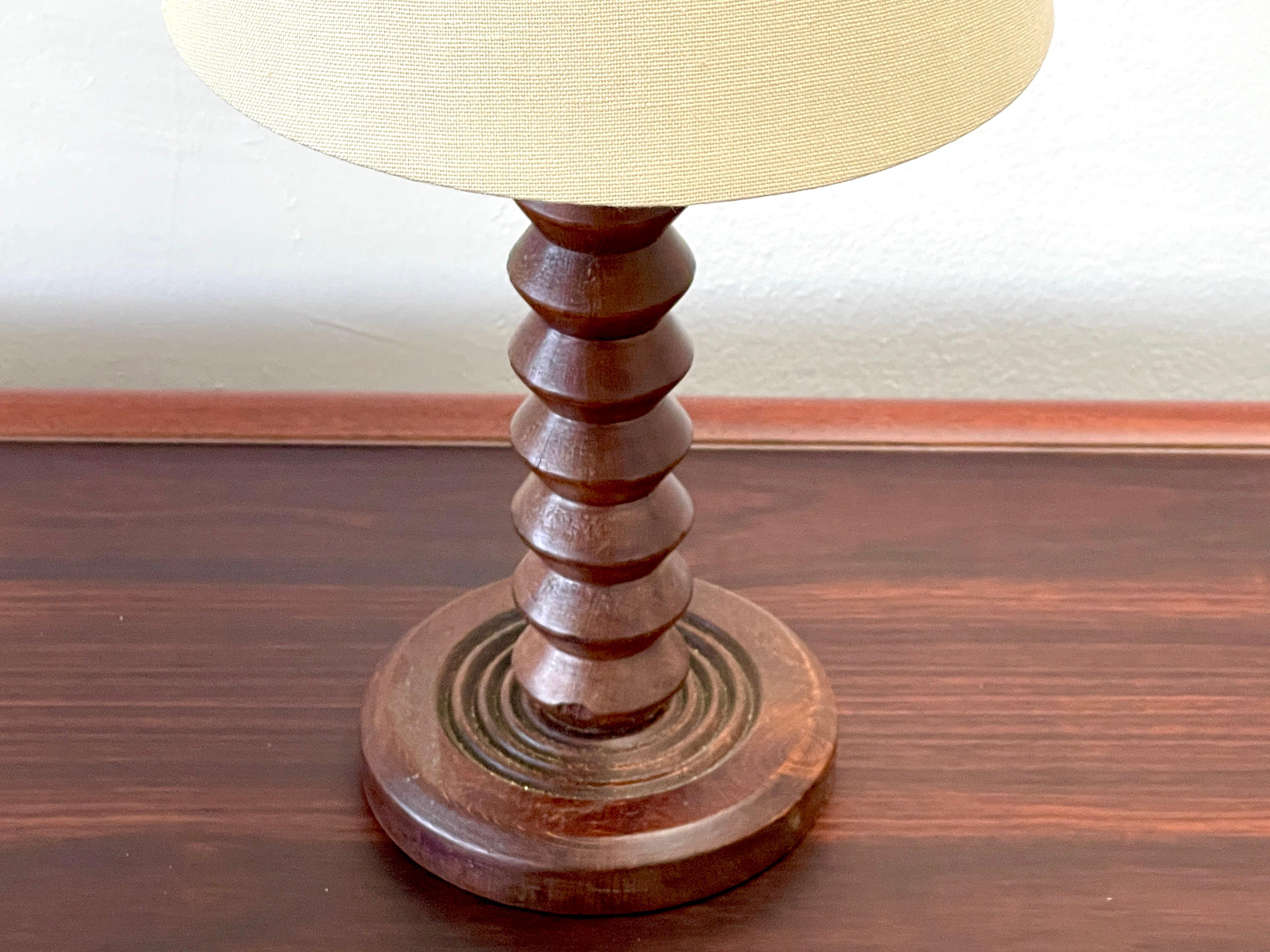 Oak Charles Dudouyt Table Lamp