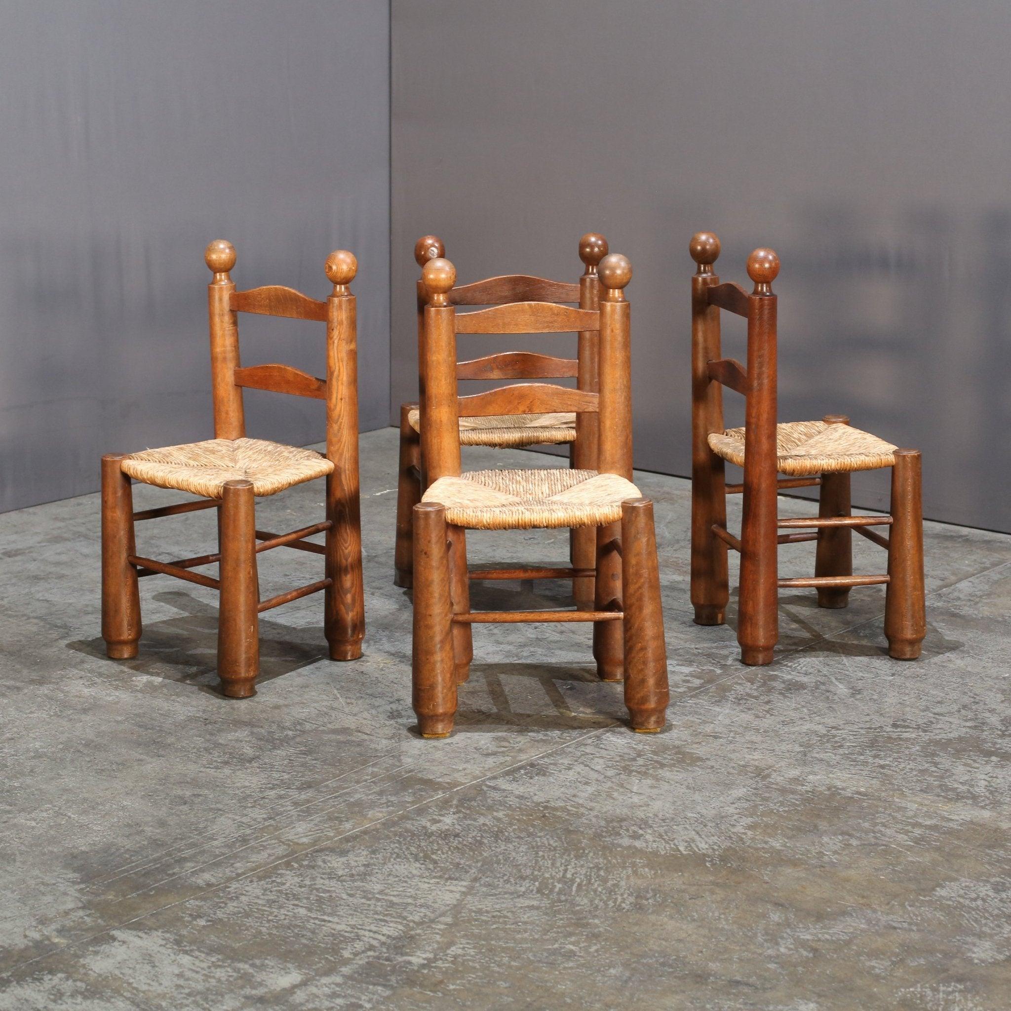 Modern Charles Dudouyt Vintage Oak Dining Chair For Sale
