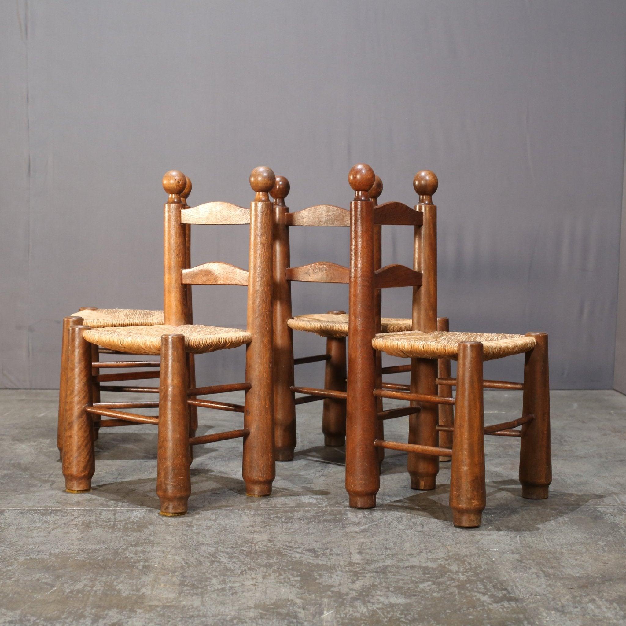 French Charles Dudouyt Vintage Oak Dining Chair For Sale