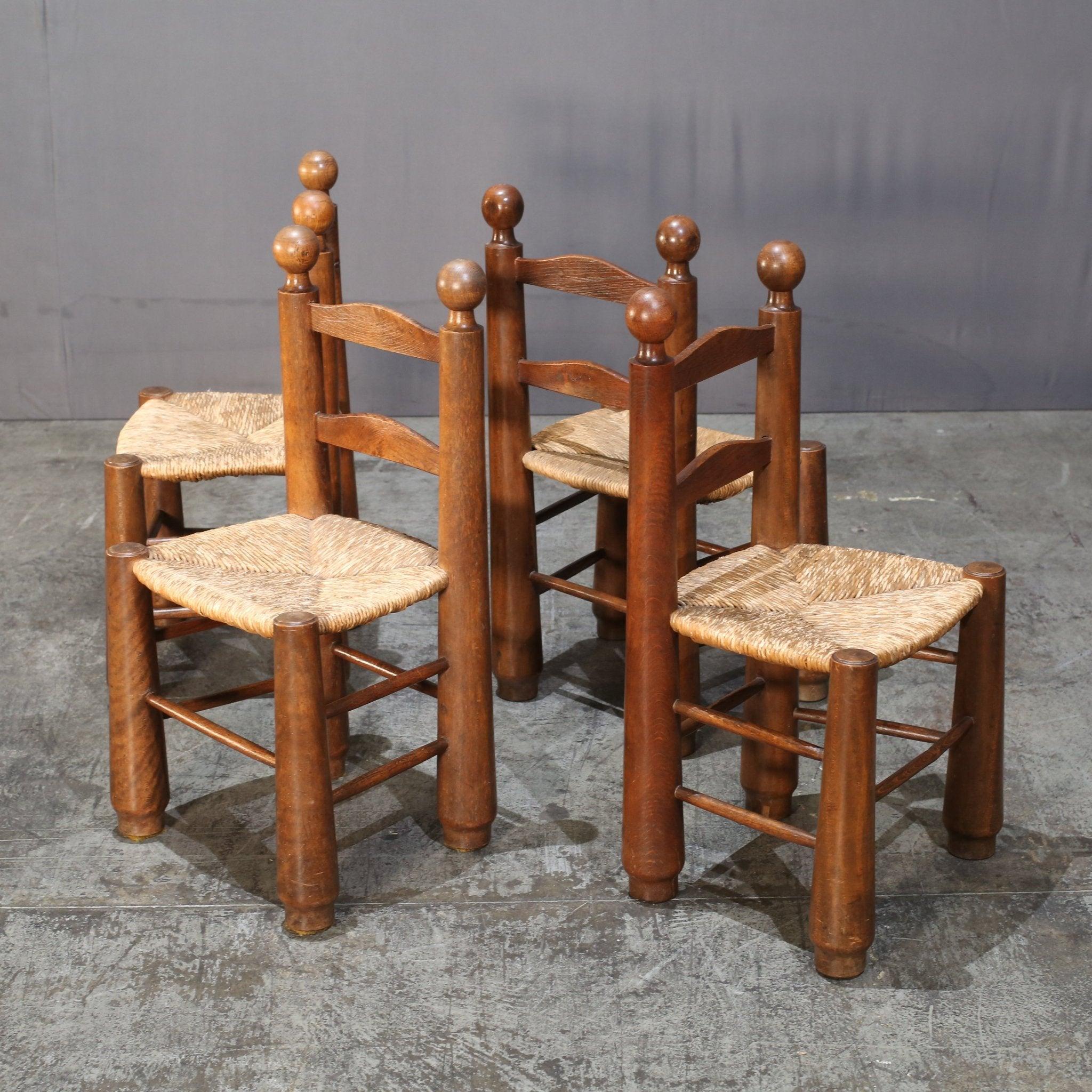 Charles Dudouyt Vintage Oak Dining Chair In Good Condition For Sale In Basildon, London