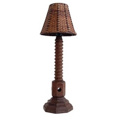 Lampada da tavolo in legno Art Deco francese di Charles Dudouyt, Francia, ci. 1930s