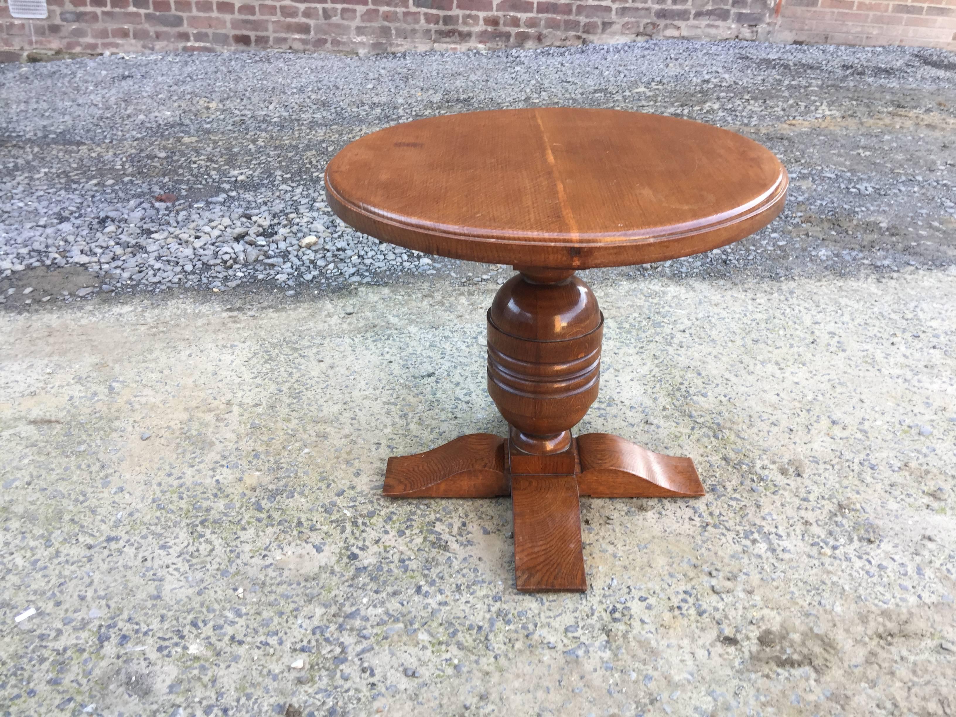 Mid-20th Century Charles Dudouyt, Art Deco Oak Gueridon, Signed, circa 1940 For Sale