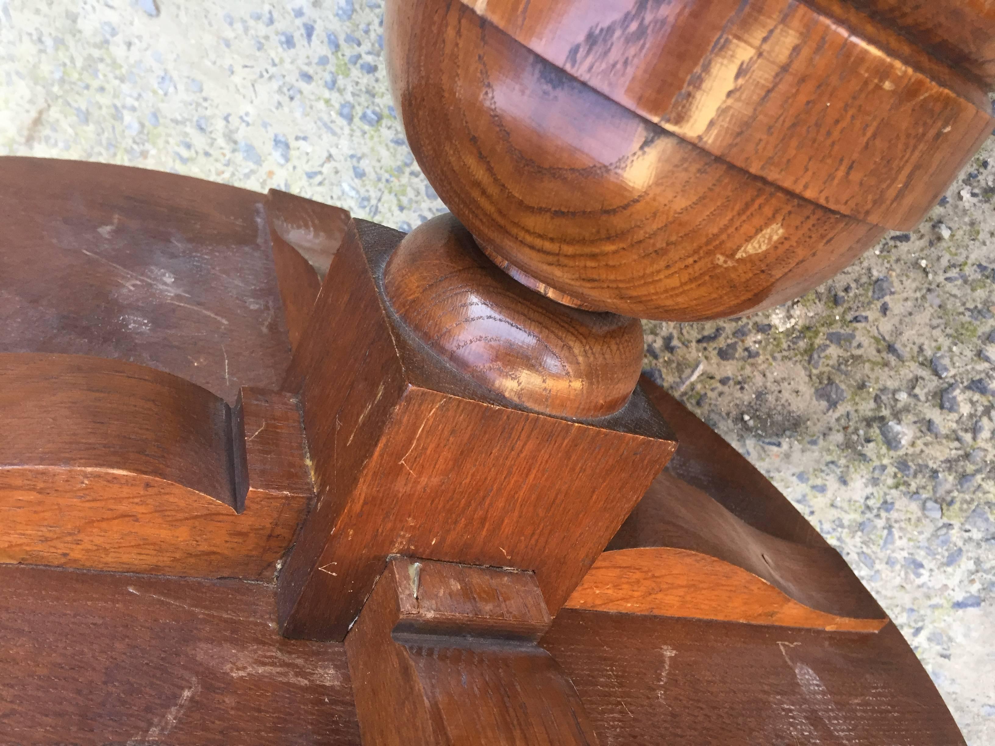 Charles Dudouyt, Art Deco Oak Gueridon, Signed, circa 1940 For Sale 3