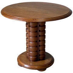 Charles Dudouyt Oak Side Table, France, 1930s