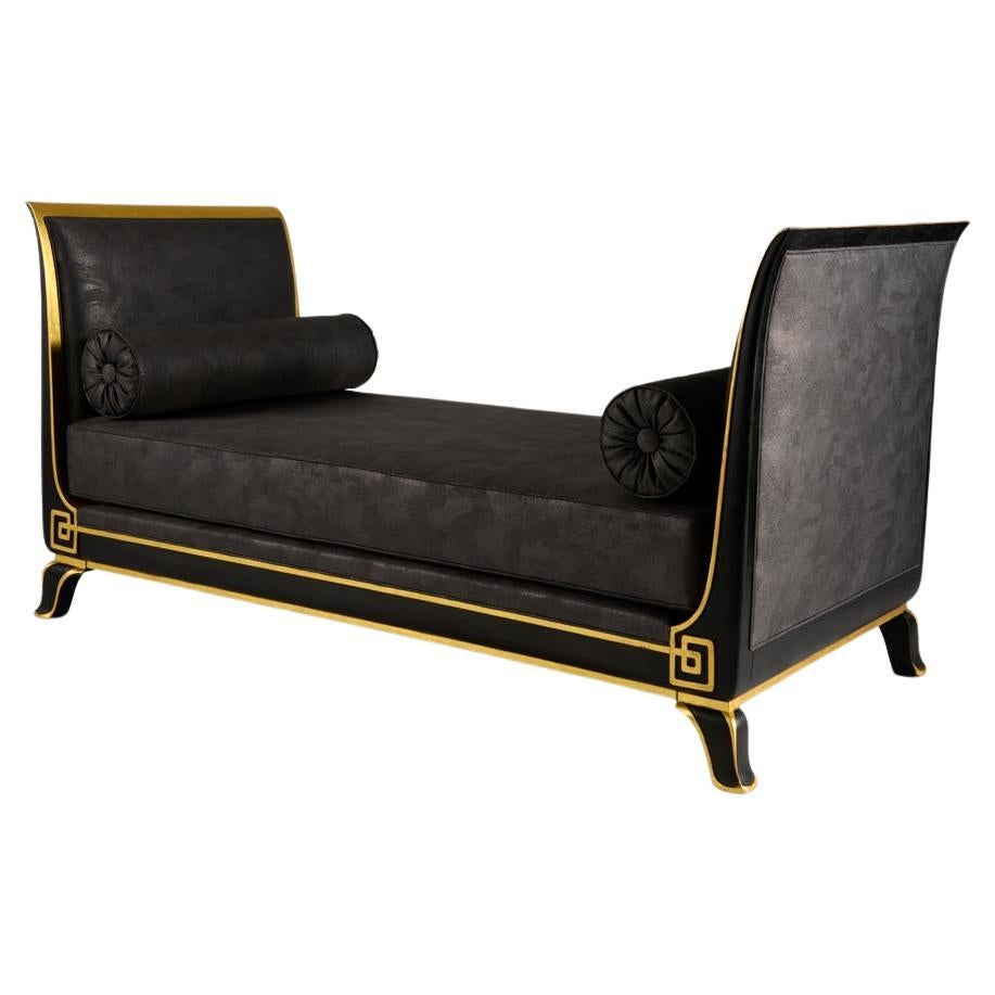 Charles Duffet, Gilt-Wood, Upholstered, Neoclassical Daybed, France, 1918 For Sale