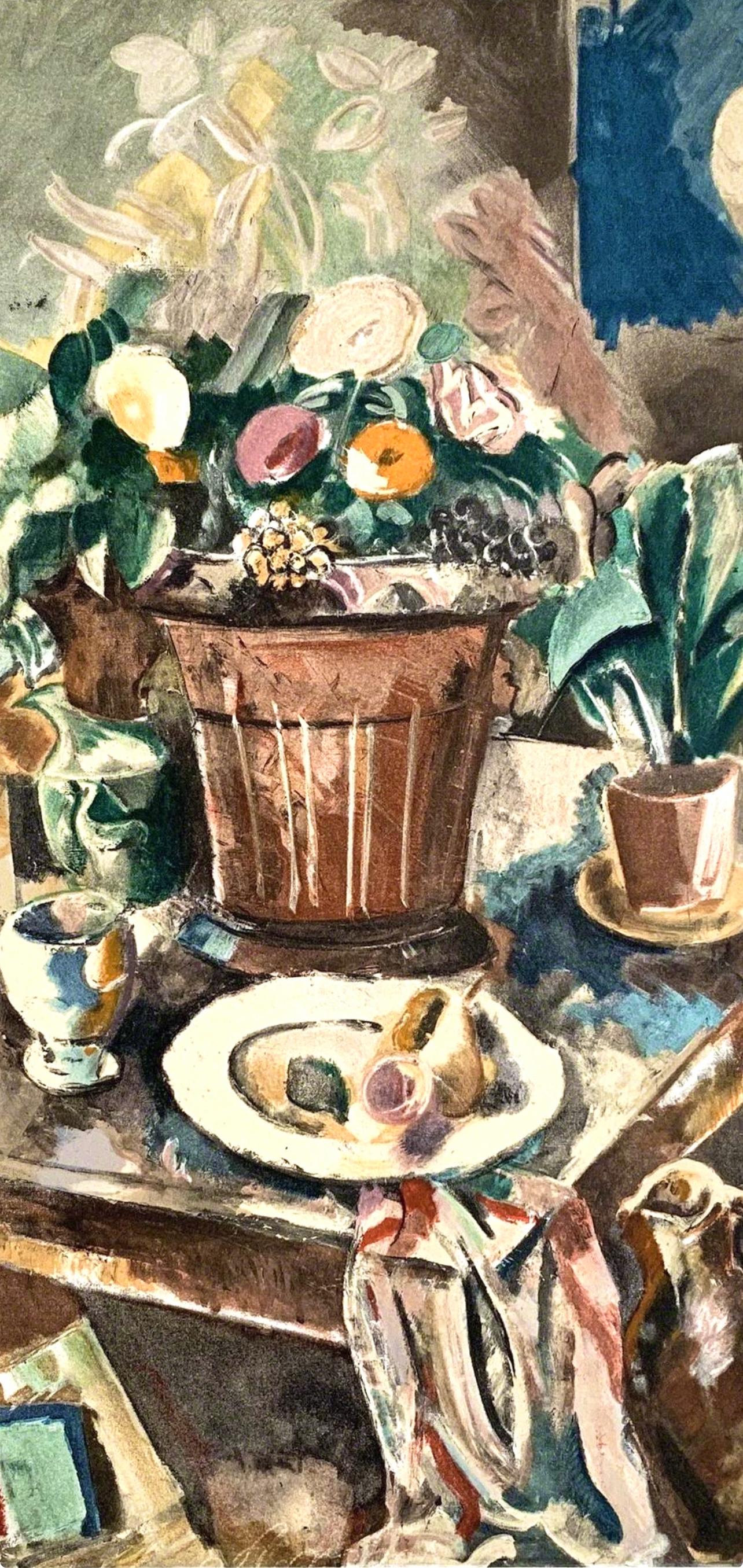 Dufresne, Naturaleza muerta frutas y legumbres, Colección Pierre Lévy (después) - Landscape Print Marrón de Charles Dufresne