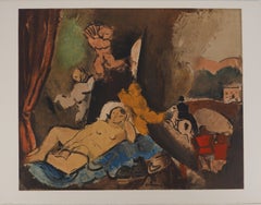 Akt und Engelchen – Lithografie, 1970