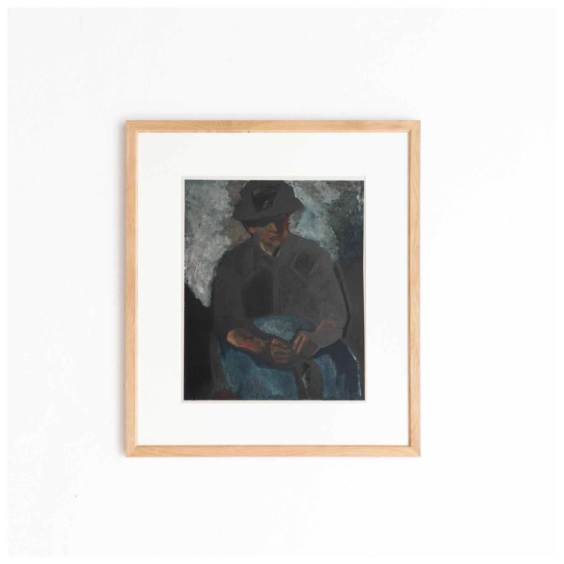 Original 'Femme au tablier bleu' color lithograph by Charles Dufresne.

Lithograph printed from an original painting made by the author in France, circa 1930.

Published by Mourlot in Collection Pierre Levy in 1971, Paris. 

Framed and signed