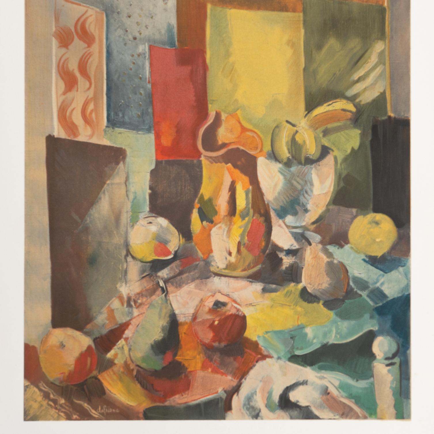 Charles Dufresne Framed 'Nature Morte a la Nappe...' Lithography, circa 1971 In Good Condition For Sale In Barcelona, Barcelona