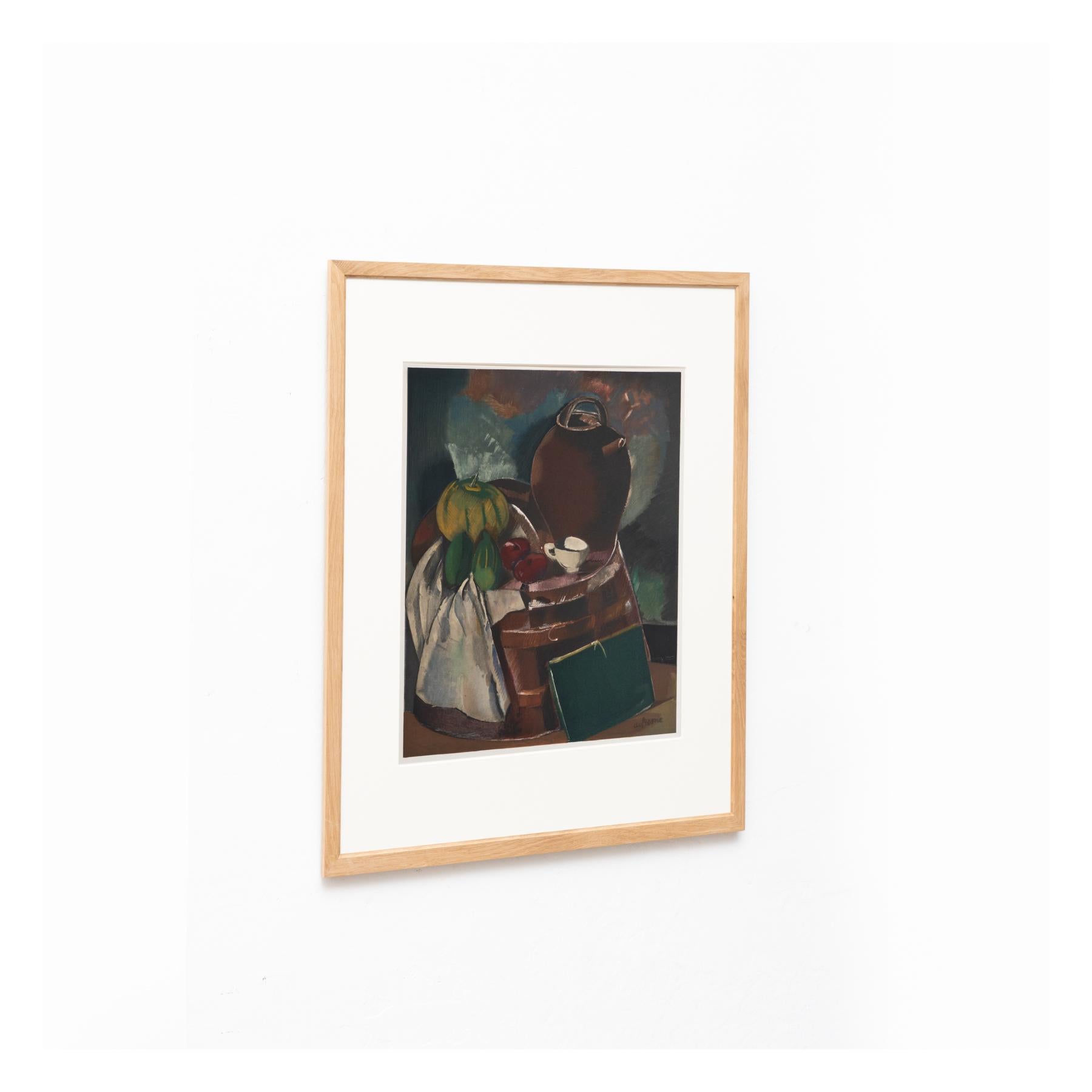 Modern Charles Dufresne Framed 'Nature Morte Aux Fruits' Color Lithography, circa 1971 For Sale