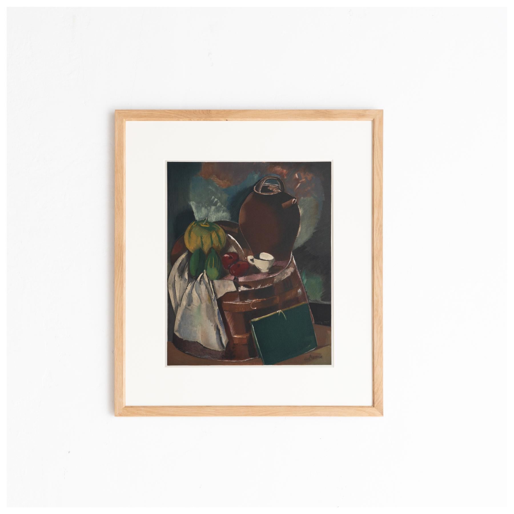 French Charles Dufresne Framed 'Nature Morte Aux Fruits' Color Lithography, circa 1971 For Sale