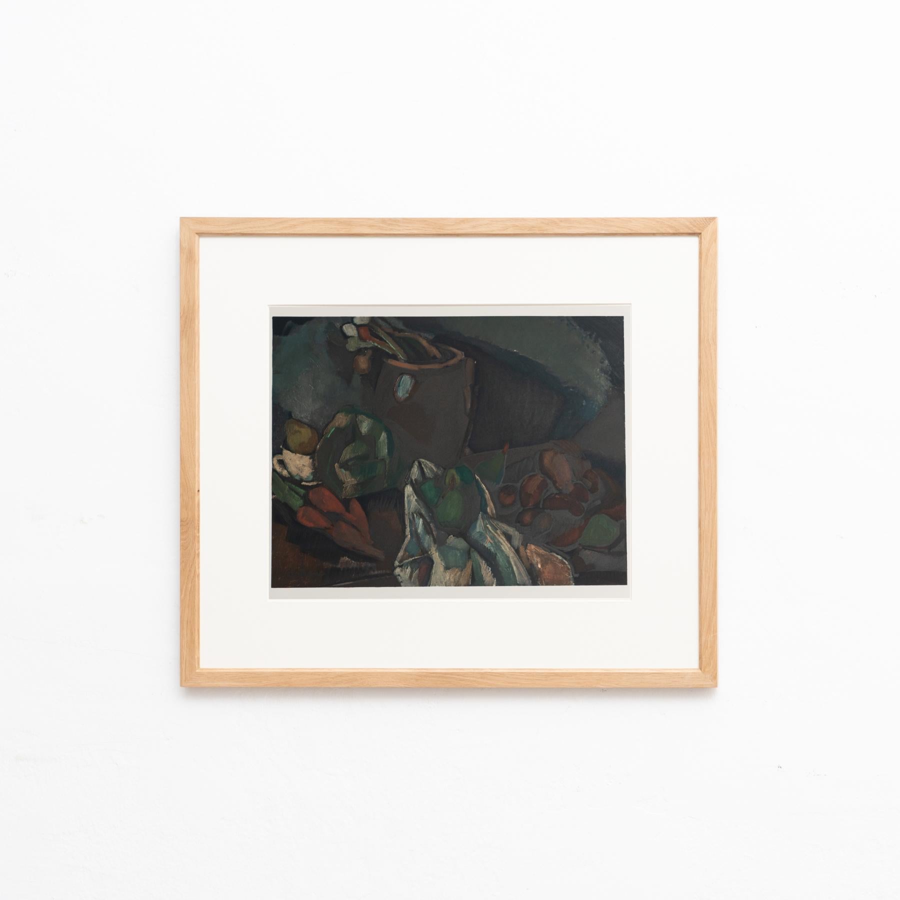 French Charles Dufresne Framed 'Nature Morte Et Legumes' Color Lithography, circa 1971 For Sale