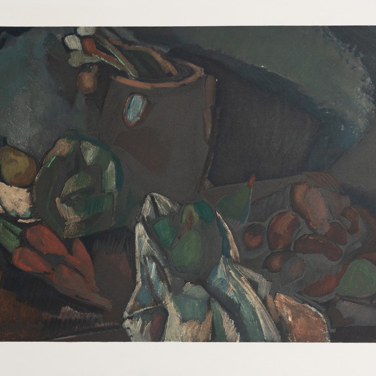 Charles Dufresne Framed 'Nature Morte Et Legumes' Color Lithography, circa 1971 In Good Condition For Sale In Barcelona, Barcelona