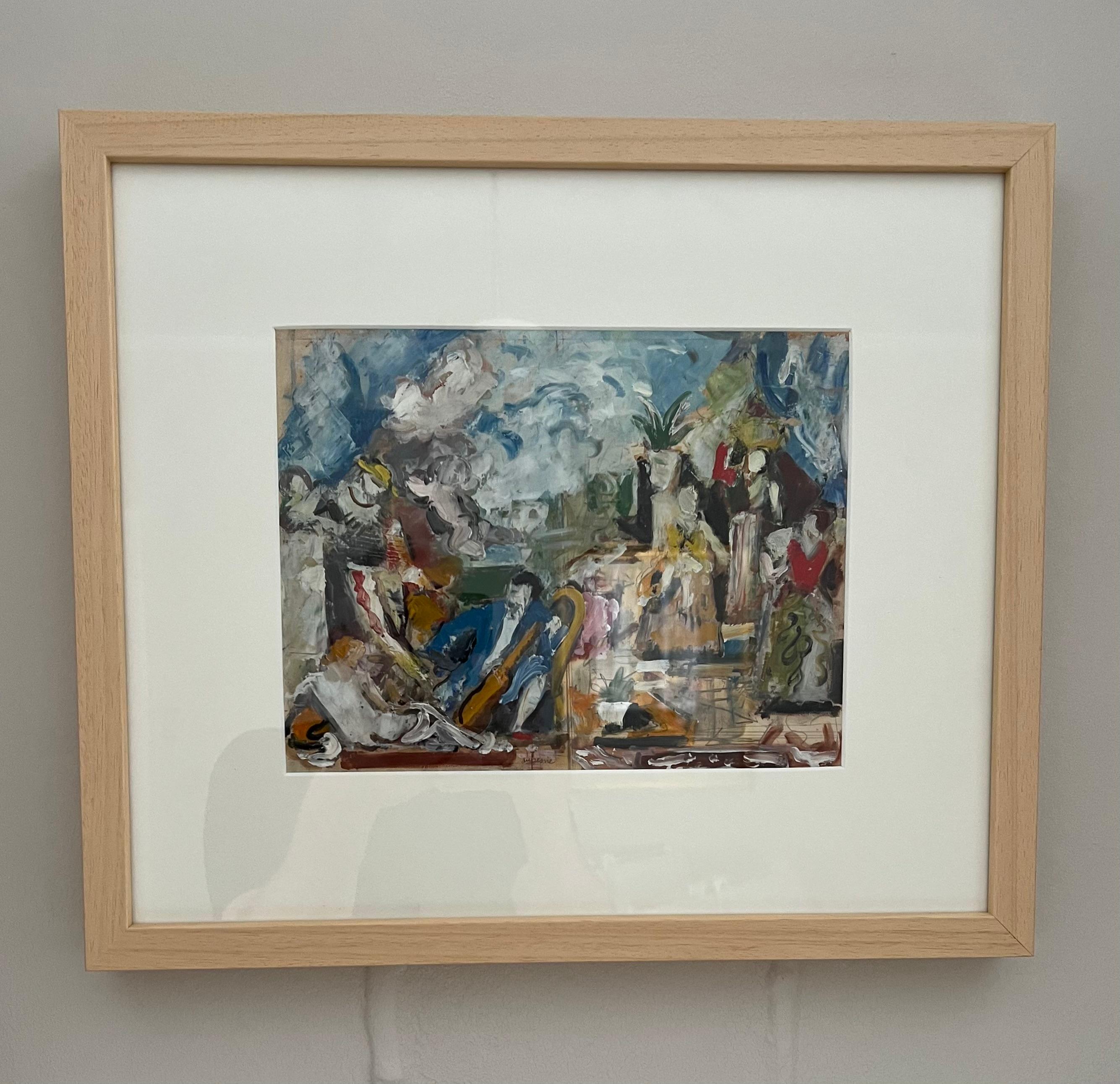 French Charles Dufresne Painting with Frame  For Sale