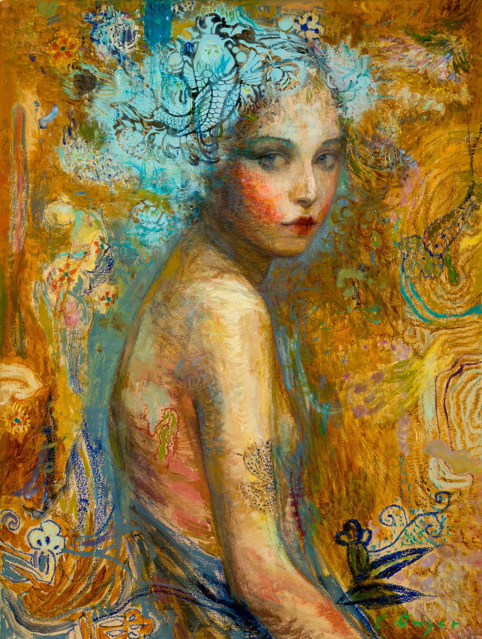 Portrait Painting Charles Dwyer - Huile dorée