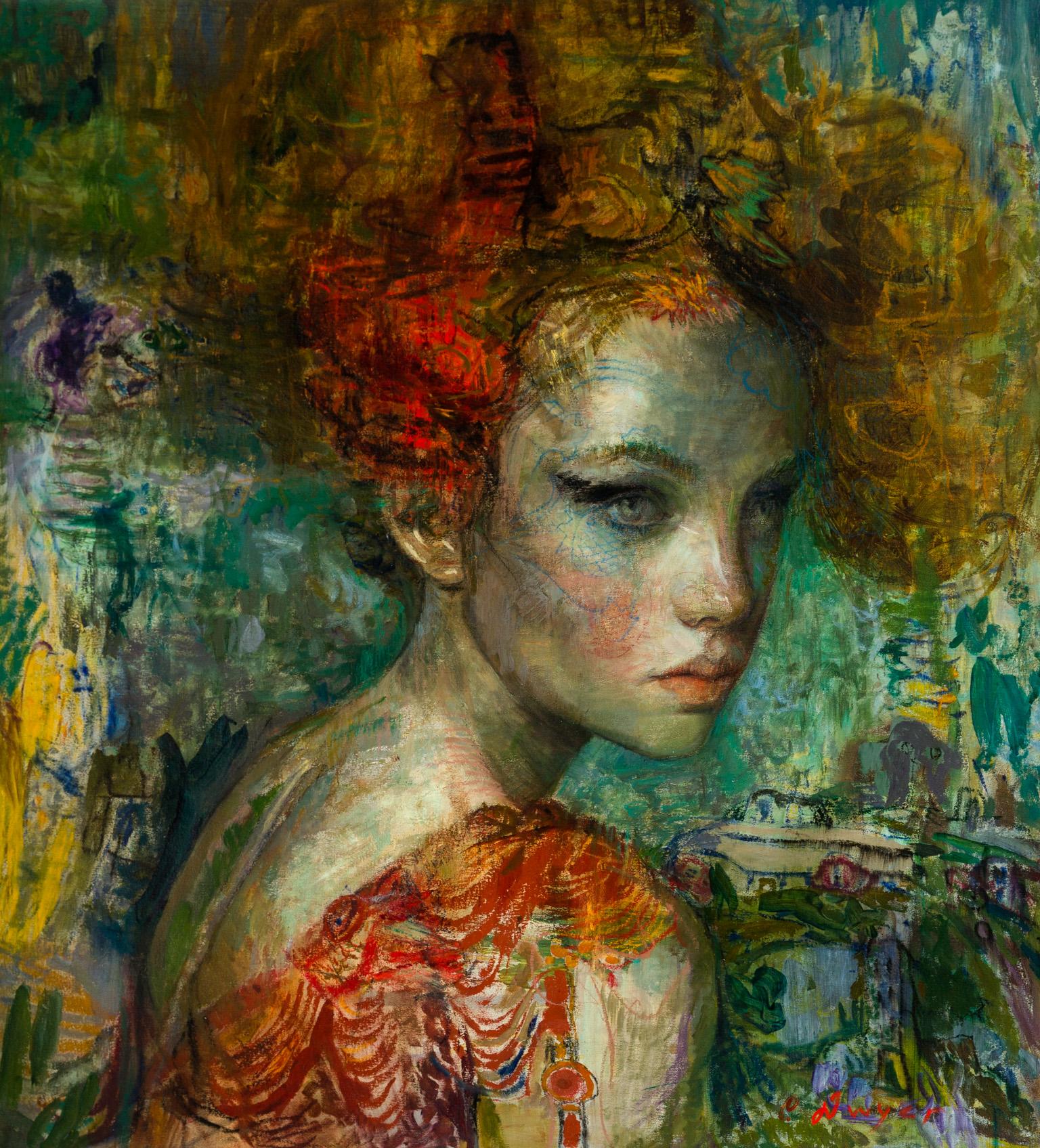 The Red Dress - Painting by Charles Dwyer