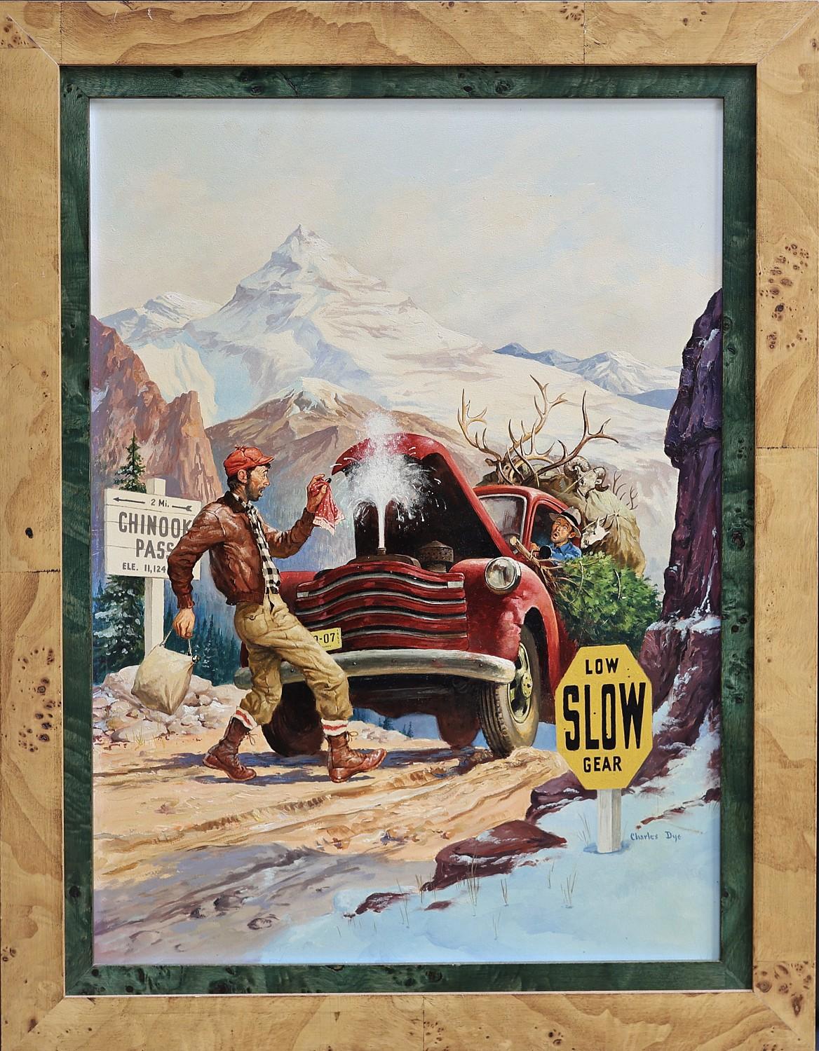 Chinook Pass, Zeitschriftenumschlag für Outdoor Life – Painting von Charles Dye