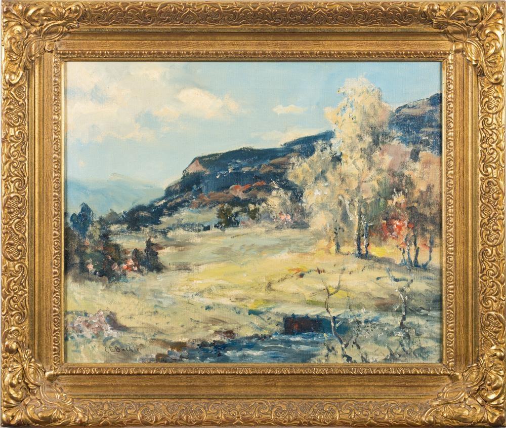 American Impressionist Original Oil Painting The Creek in Spring, framed