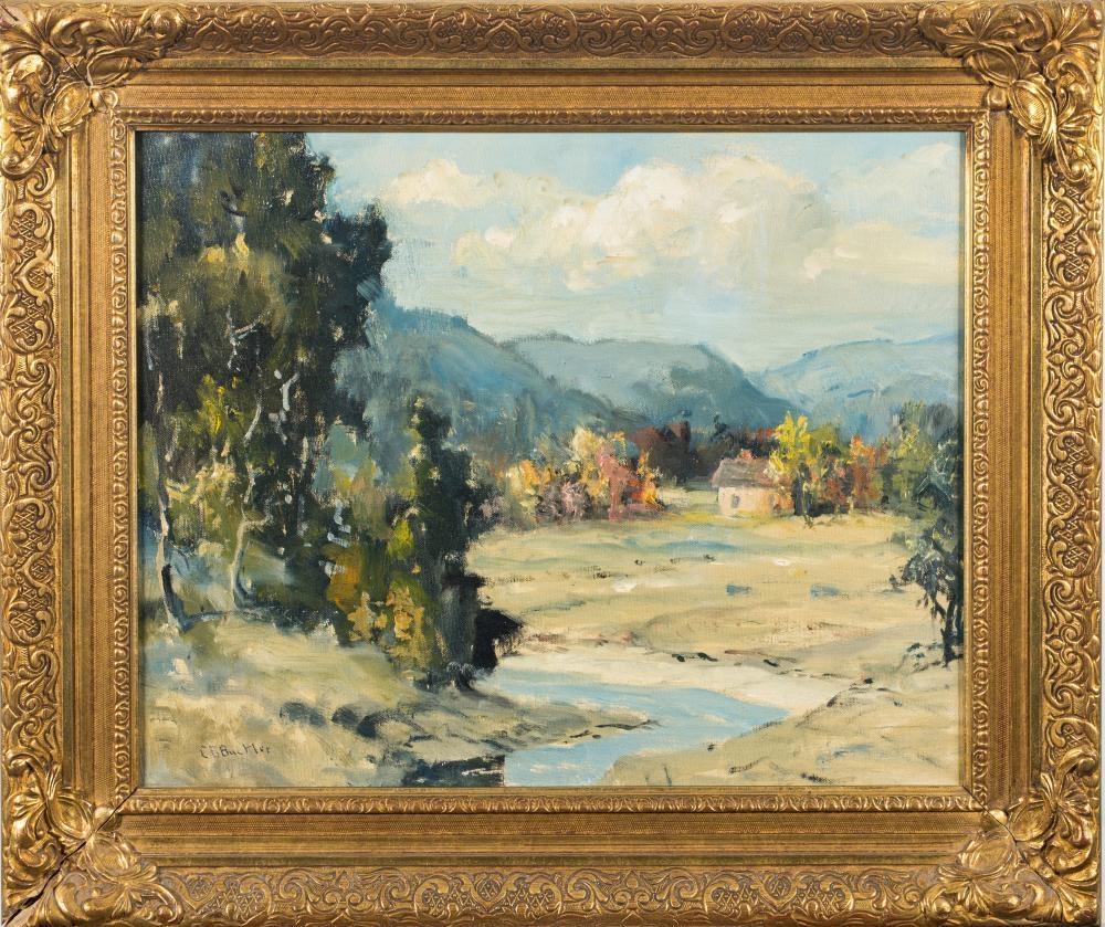 Charles E. Buckler Landscape Painting - American Impressionist Original Oil Painting The Valley in Spring, framed