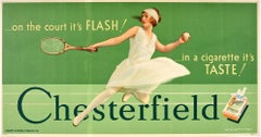 Chesterfield-Zigaretten, Werbeplakat, Tennis Flash!, Vintage Schmecken!