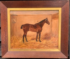 19th century English oil portrait of a Horse, Hunter or Polo pony in a stable