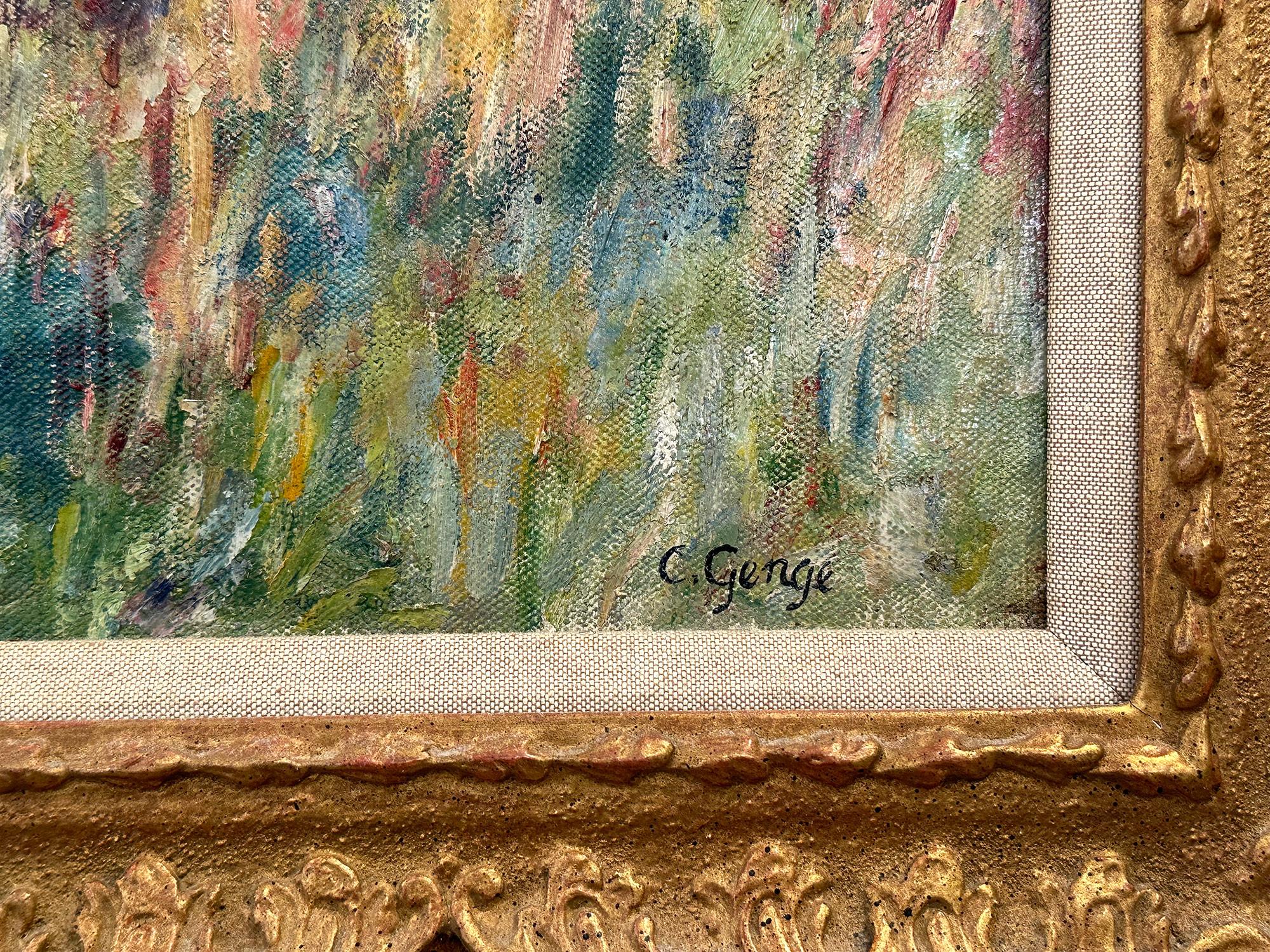 « On the Forest's Edge », peinture à l'huile impressionniste de paysage luxuriant sur toile encadrée en vente 4