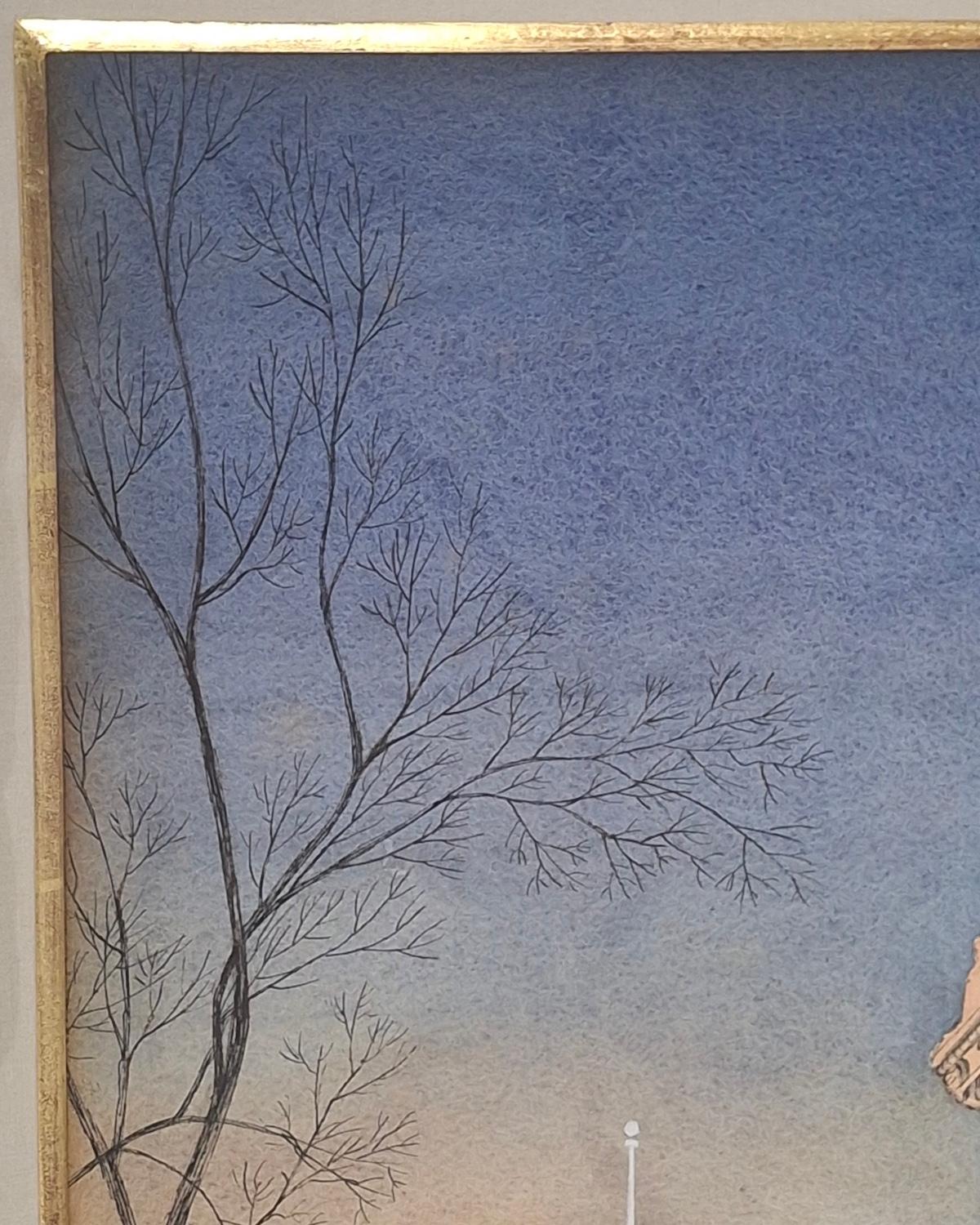 Couverture du magazine The New Yorker au Metropolitan Museum - Modernisme américain Painting par Charles E. Martin