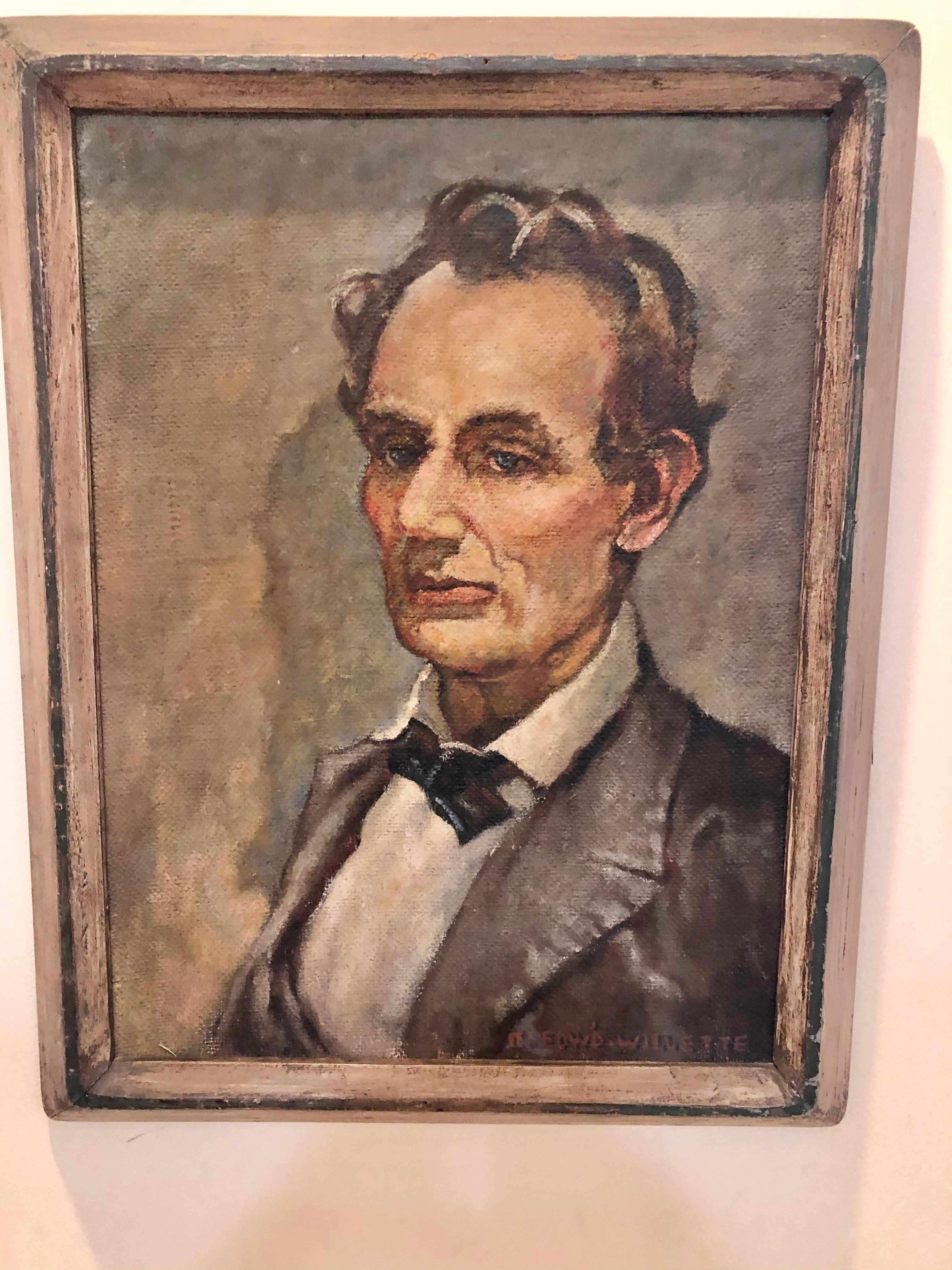 Portrait Painting di Charles E. Willette - Abraham Lincoln