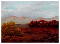 Mid Century Bay Area Mountains Autumnal Landscape Oil Painting