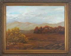 Pittura ad olio di metà secolo della Bay Area Mountains Paesaggio autunnale