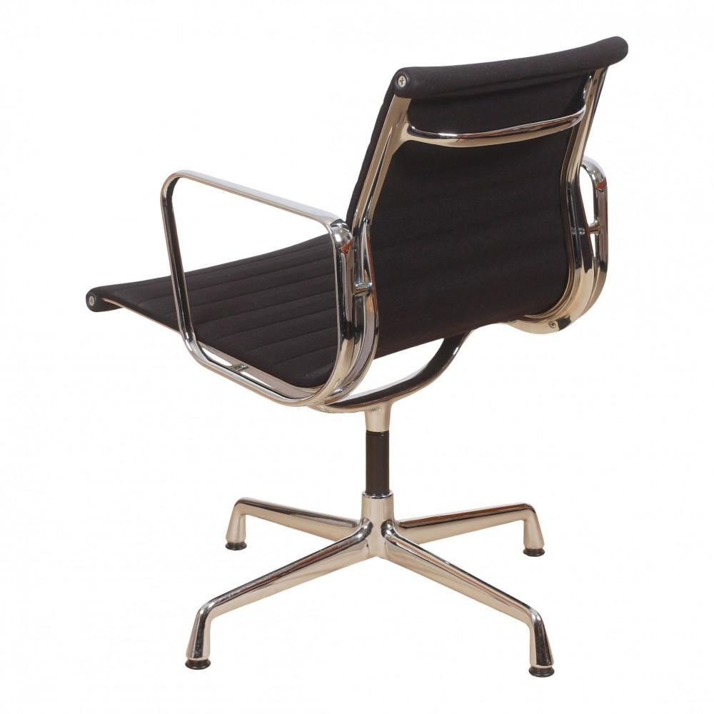 Mid-Century Modern Charles Eames Chair EA-108 with Black Hopsak Fabric For Sale