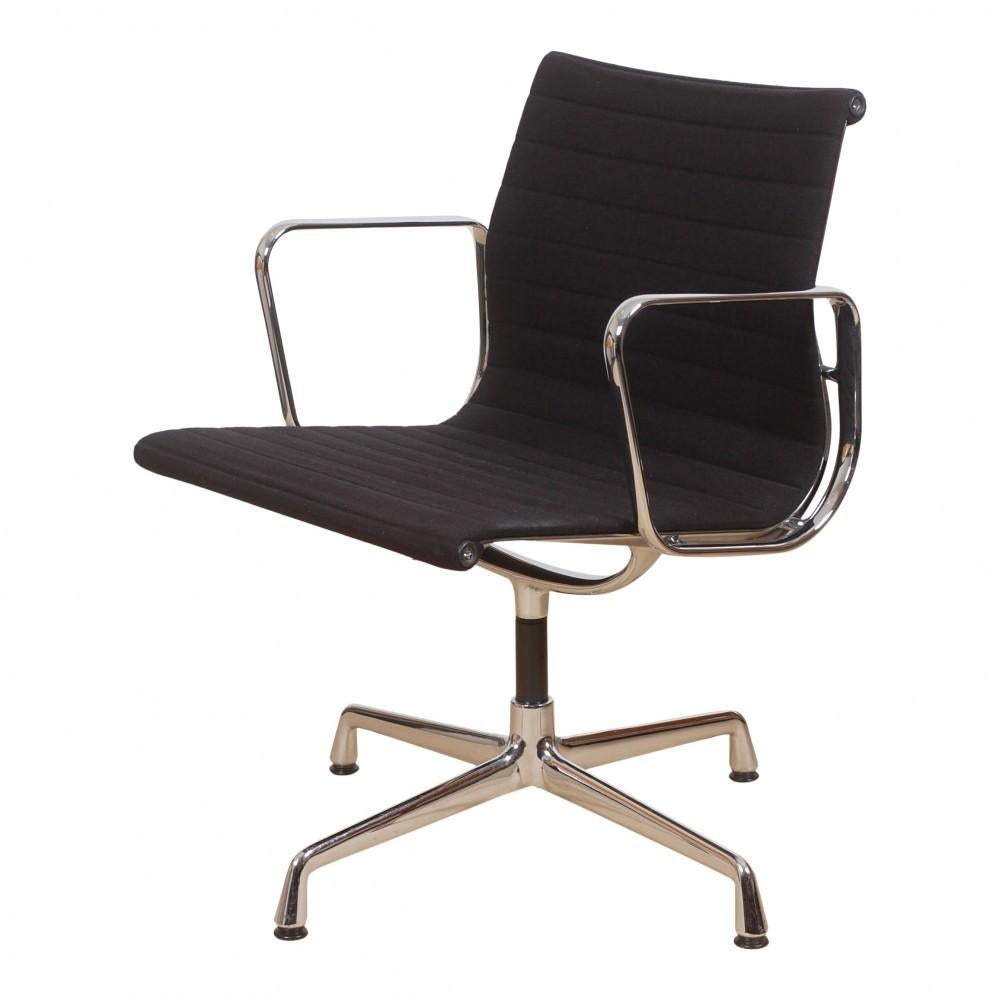 Danish Charles Eames Chair EA-108 with Black Hopsak Fabric For Sale