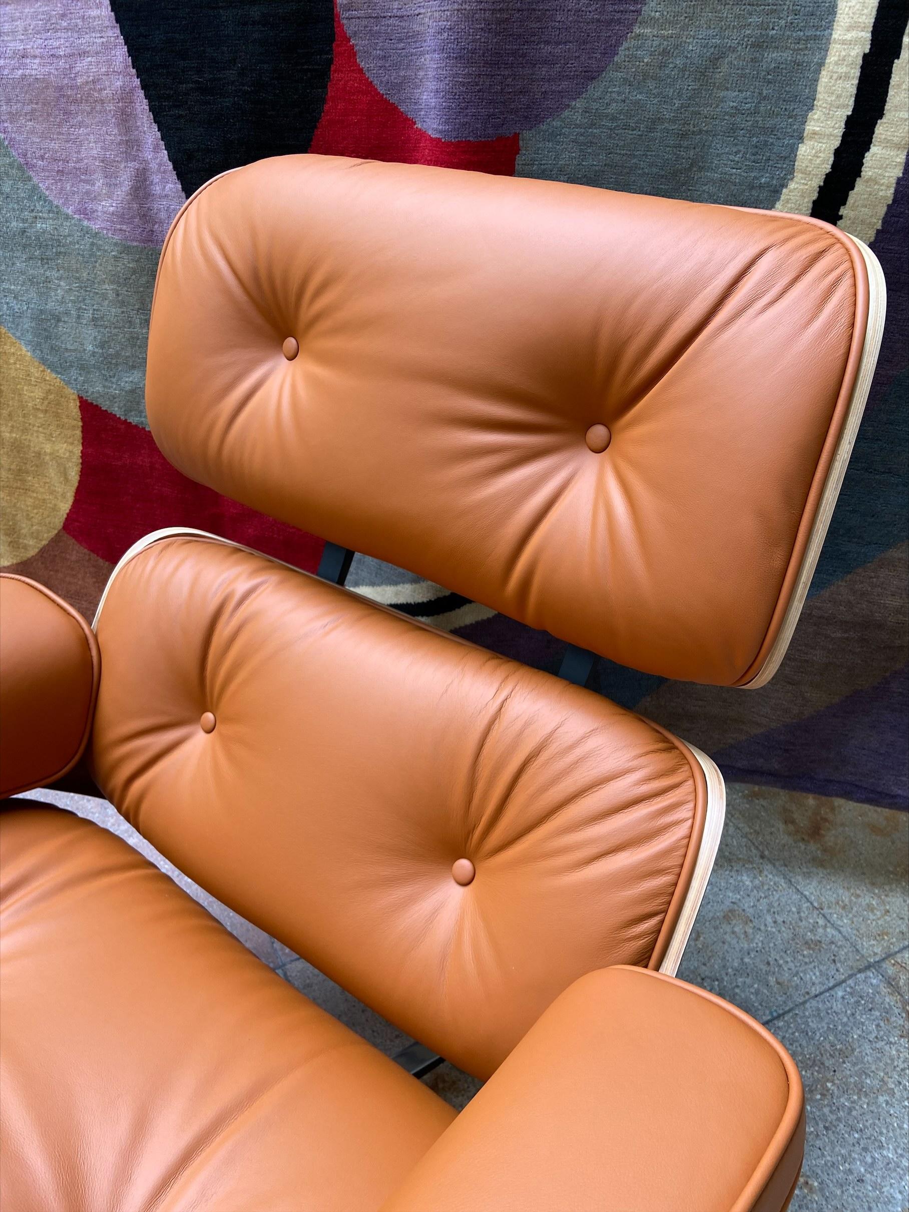 Modern Charles Eames Cognac Lounge Chair & Ottoman, Herman Miller, 2011