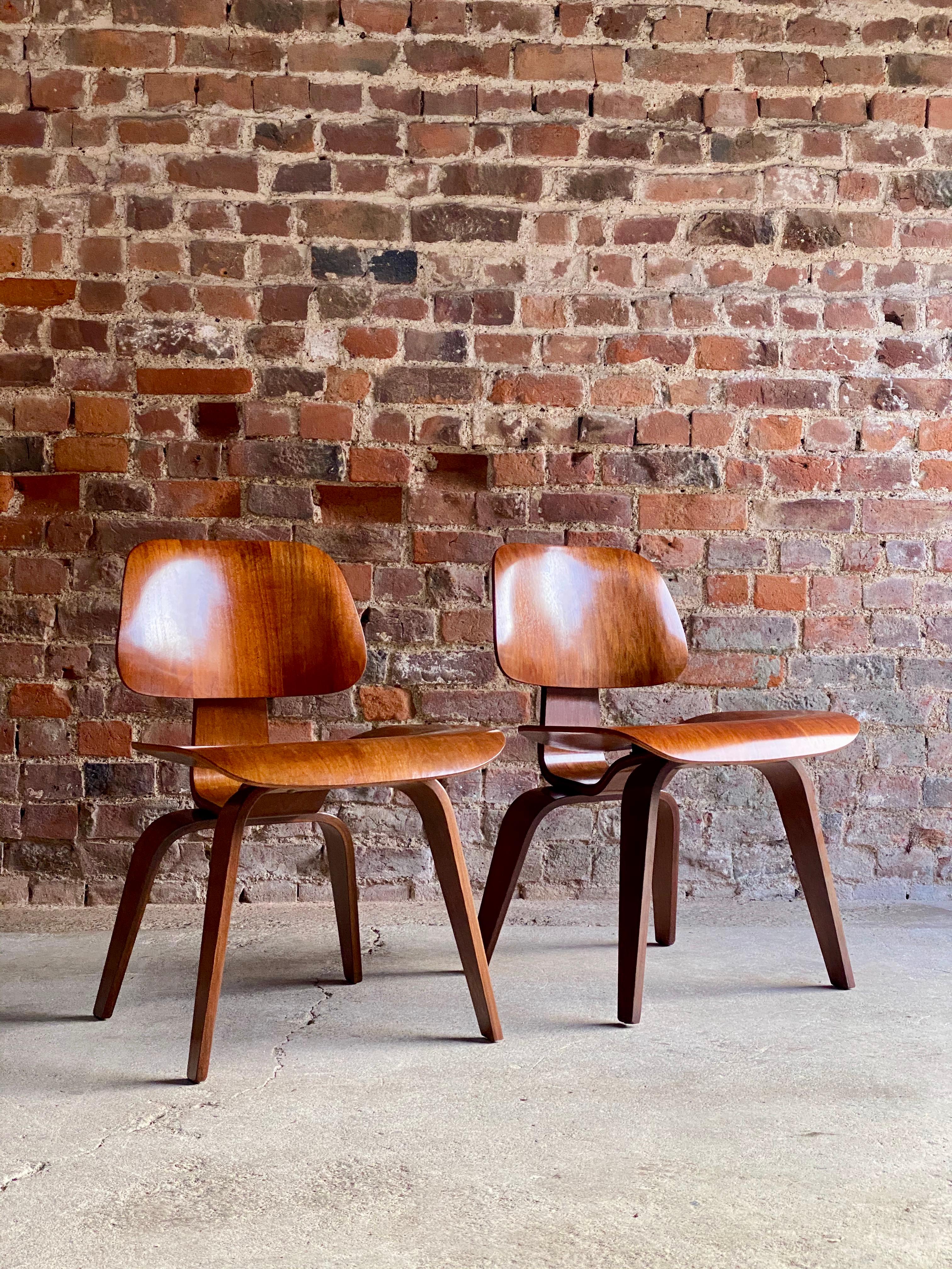 Mid-Century Modern Charles Eames DCW Dining Chairs by Herman Miller, circa 1950