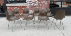 Charles Eames DSX set 8 Fiberglass Side Chairs RARE SEAL BROWN Herman Miller
