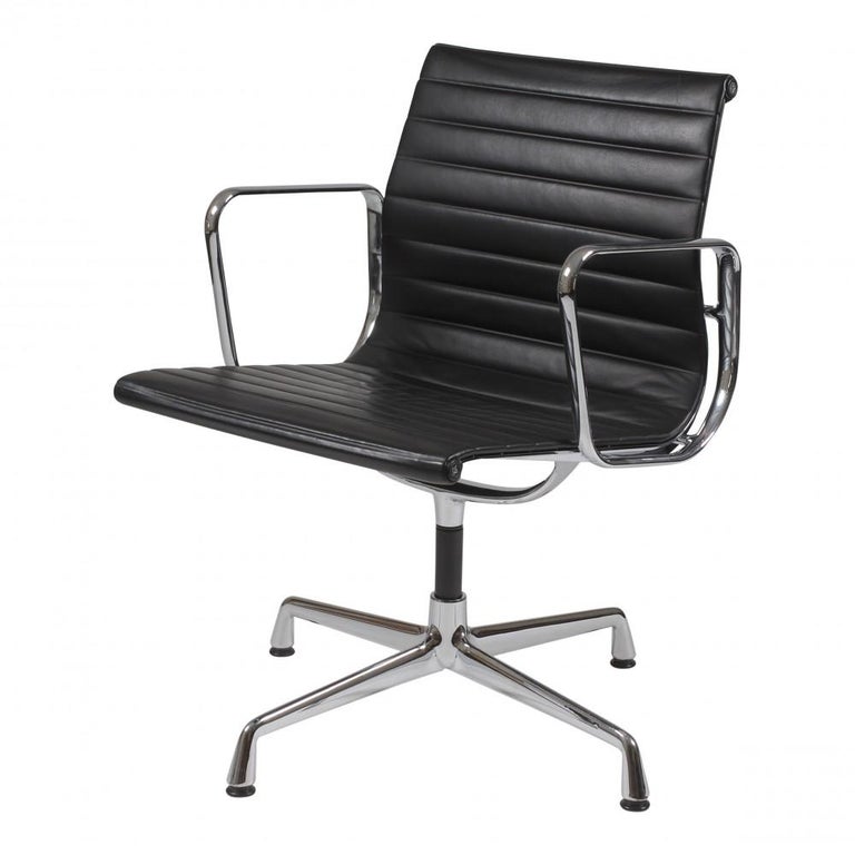 Charles Eames EA108 Chair with Black Leather For Sale at 1stDibs