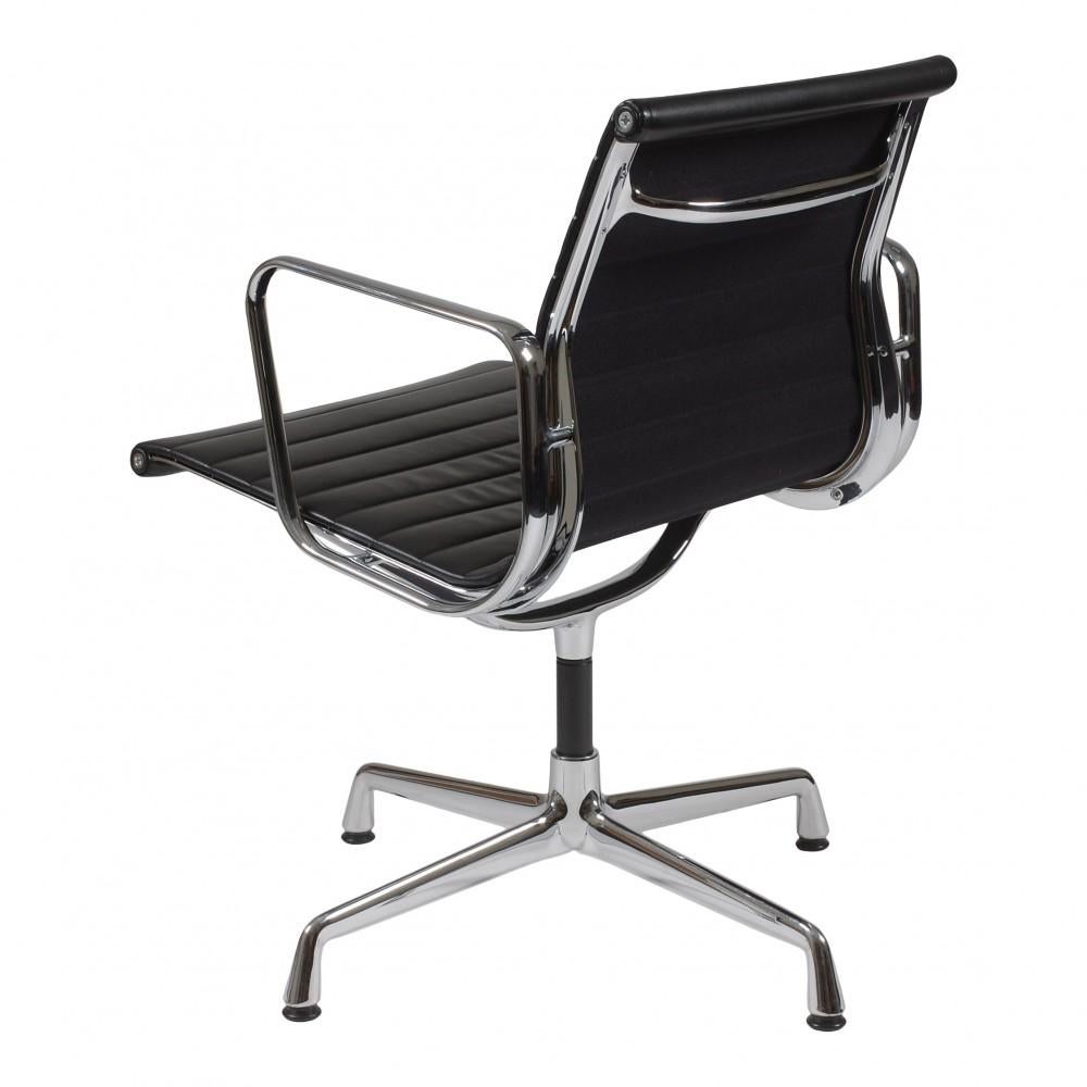 Danish Charles Eames EA-108 Chair with Black Leather For Sale