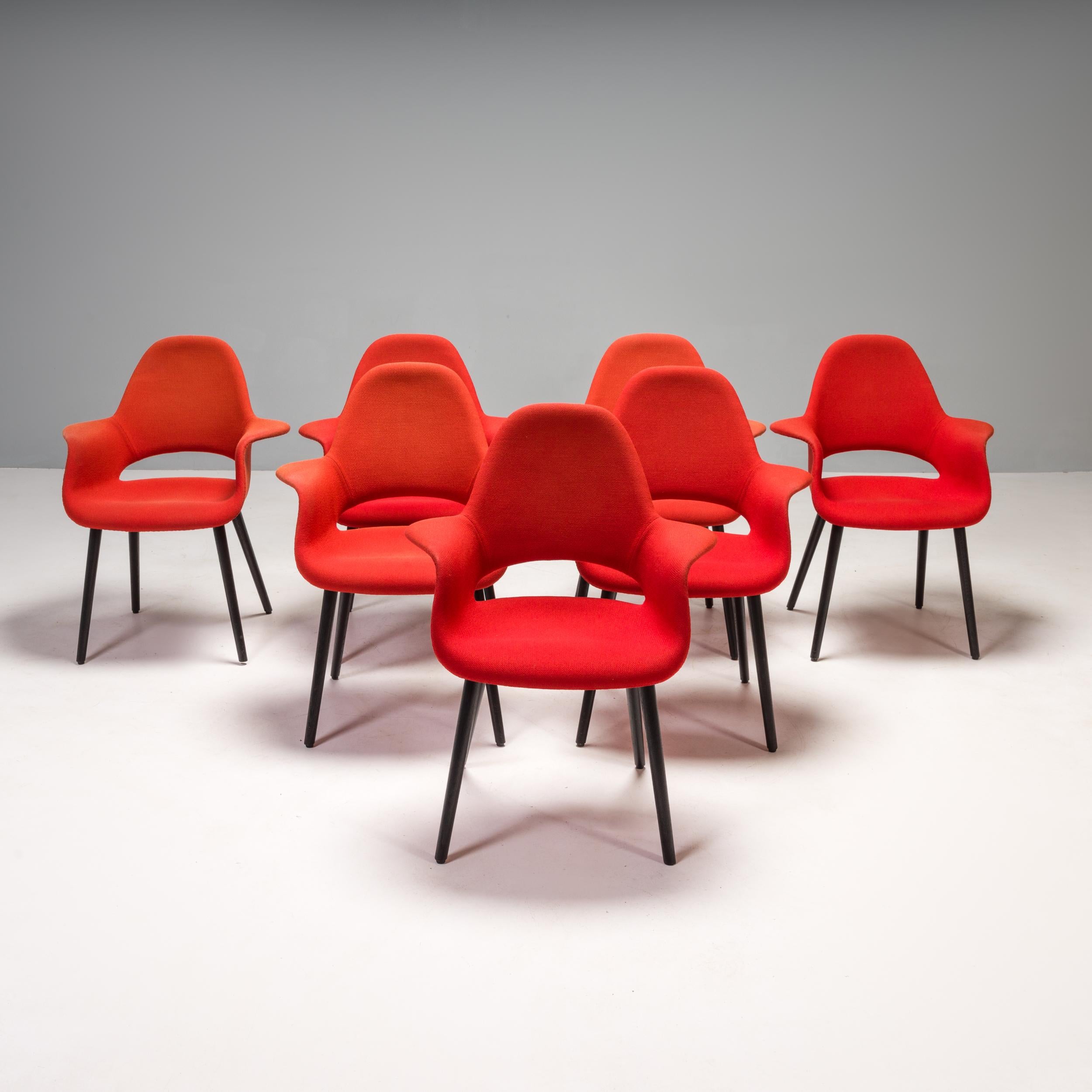 Charles Eames and Eero Saarinen for Vitra Red Organic Dining Chairs