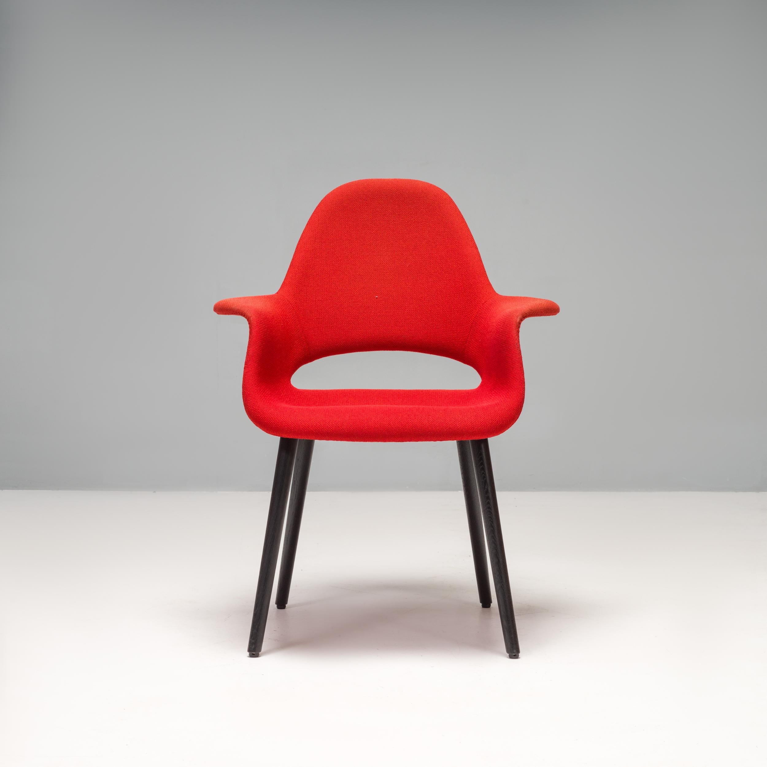 Charles Eames & Eero Saarinen für Vitra Rote Bio-Esszimmerstühle, 7er-Set (Deutsch)